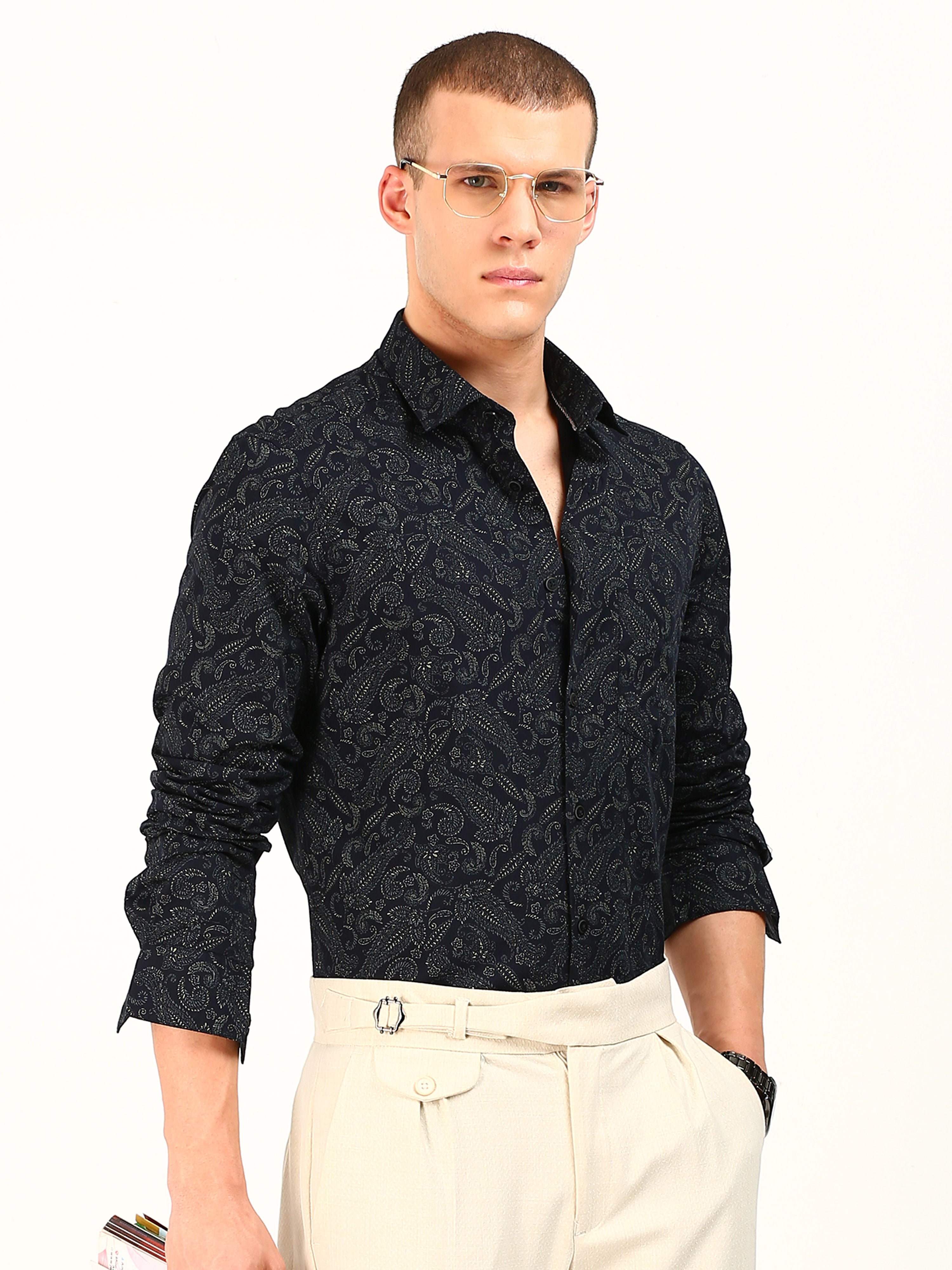 Blue Mehendi Cotton Shirt