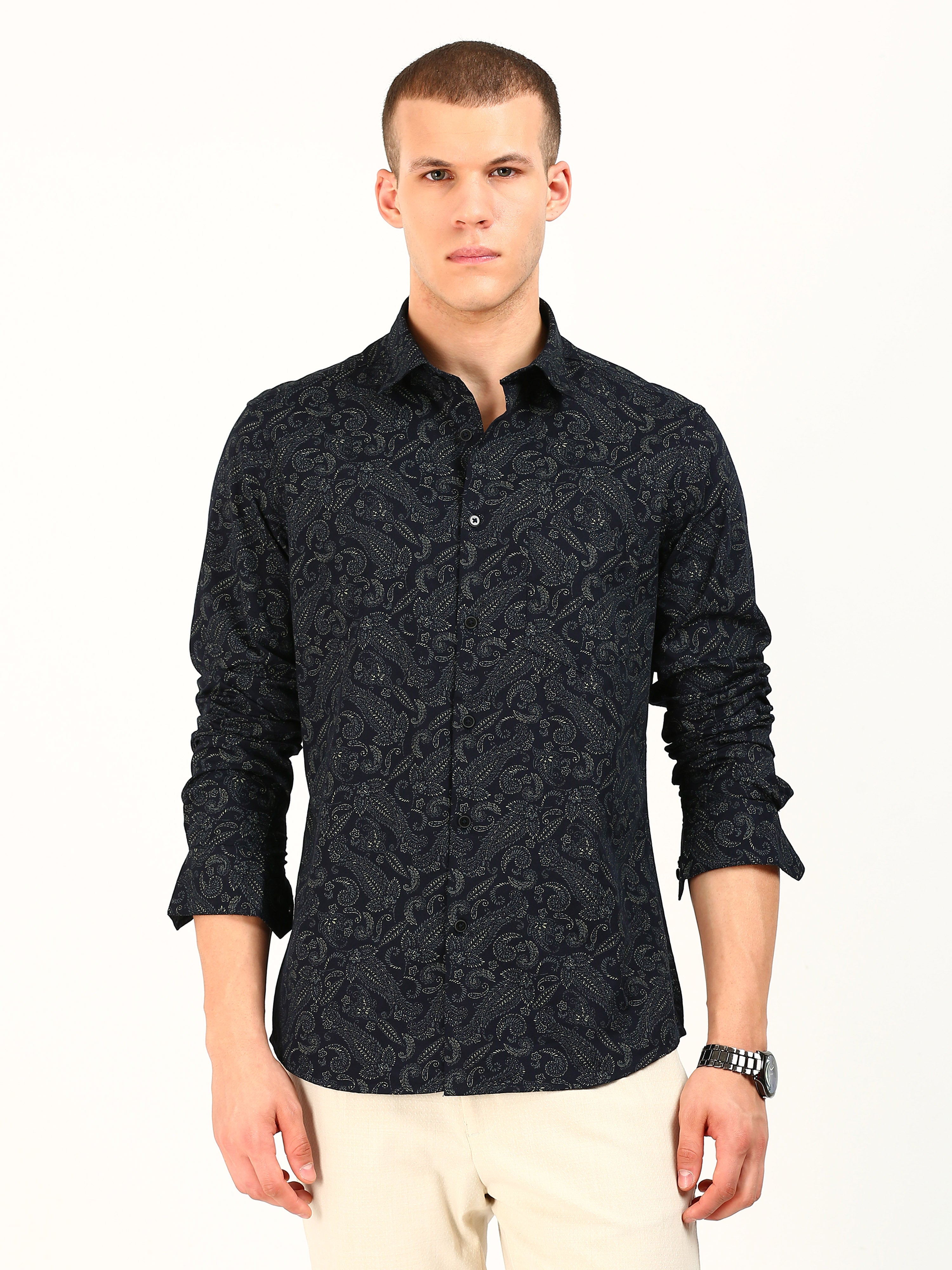 Blue Mehendi Cotton Shirt