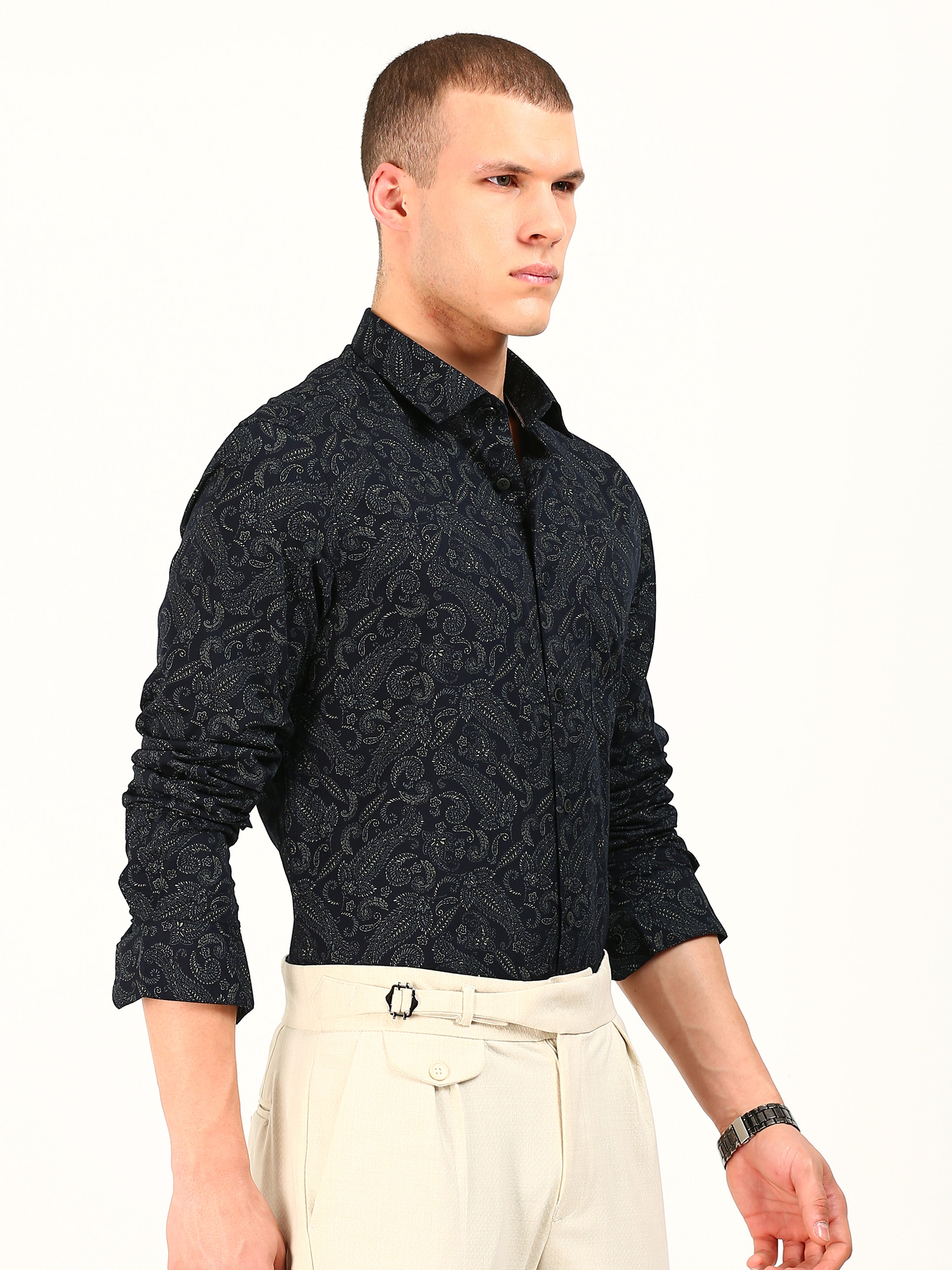 Blue Mehendi Cotton Shirt