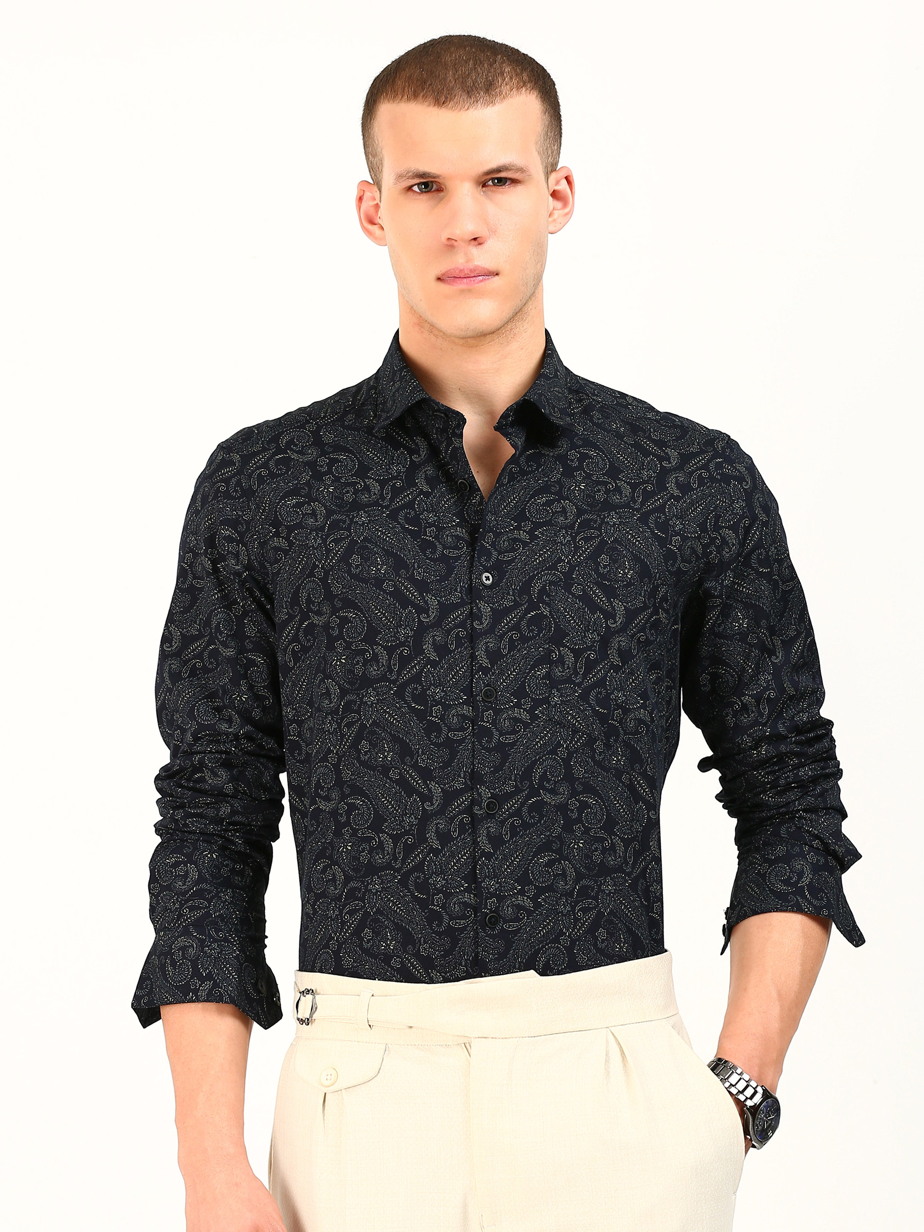 Blue Mehendi Cotton Shirt