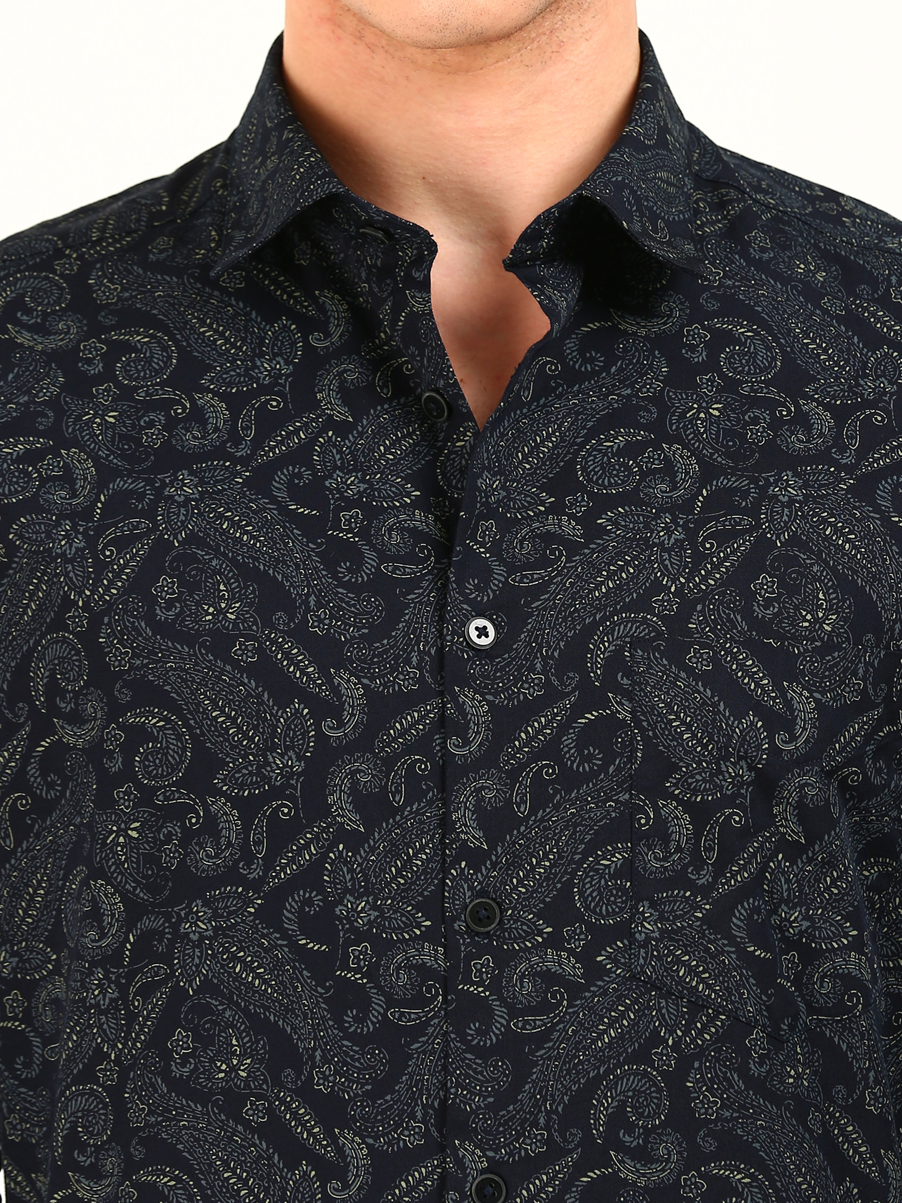 Blue Mehendi Cotton Shirt