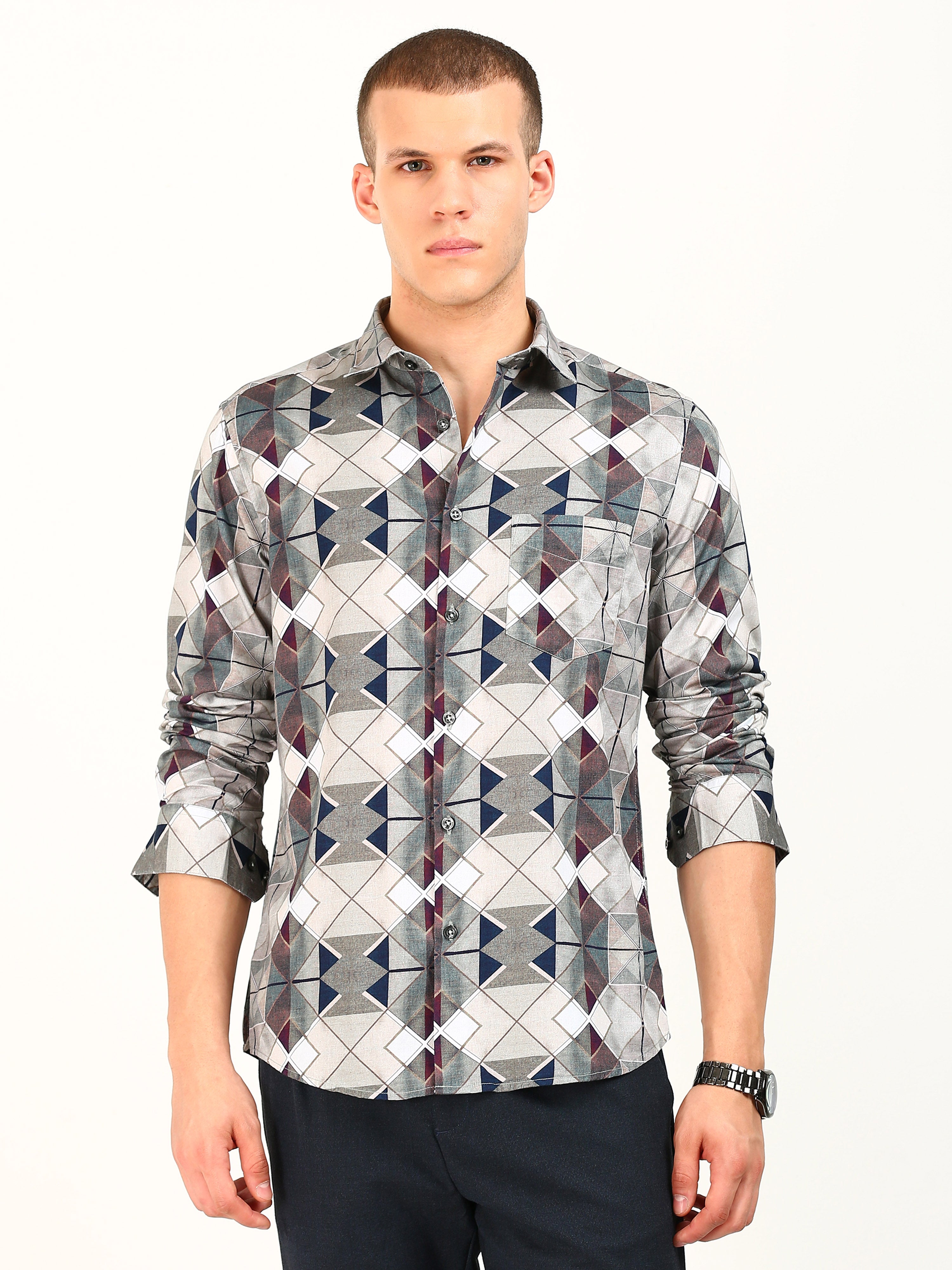 Brown Kaleidoscope Print Pattern Shirt
