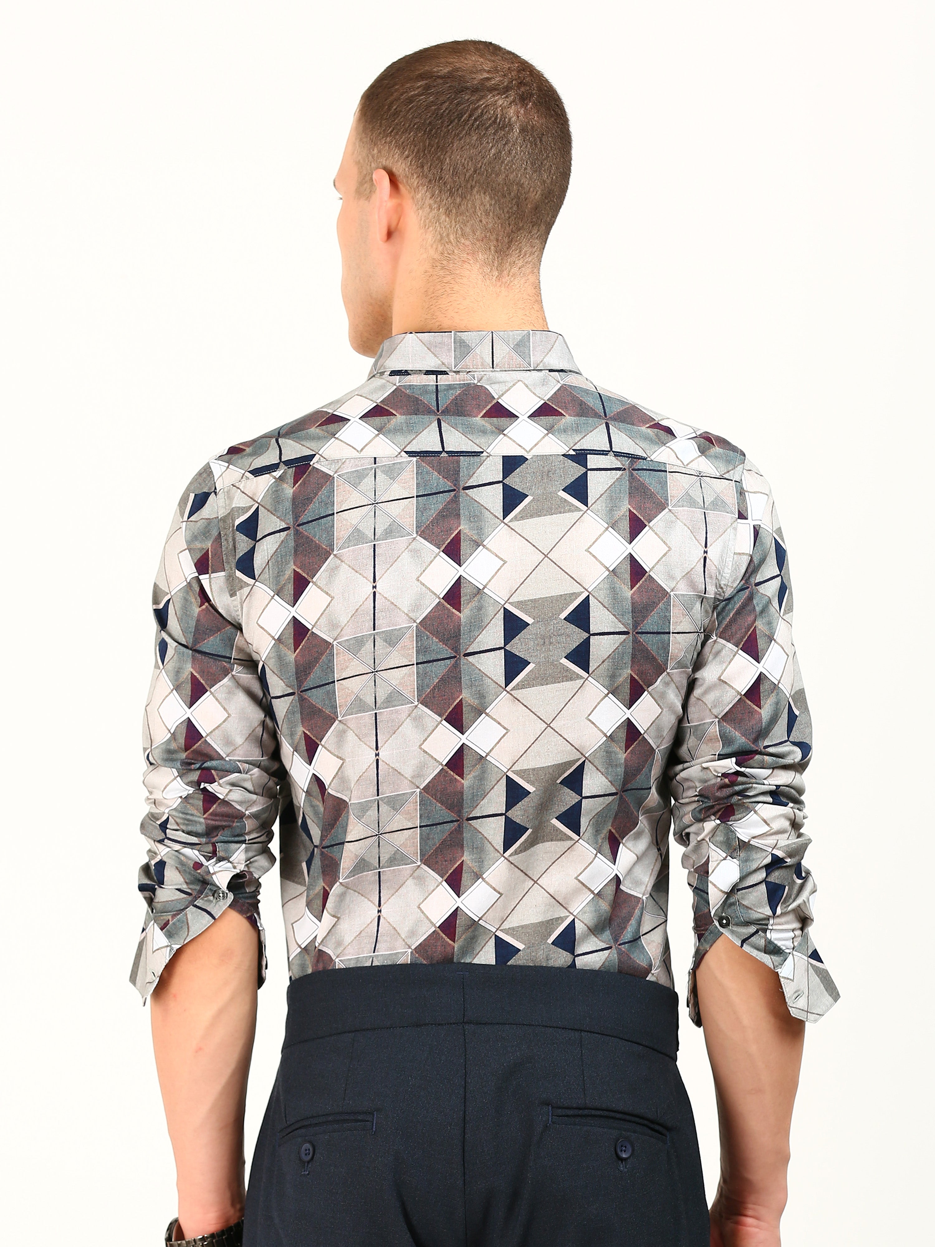 Brown Kaleidoscope Print Pattern Shirt