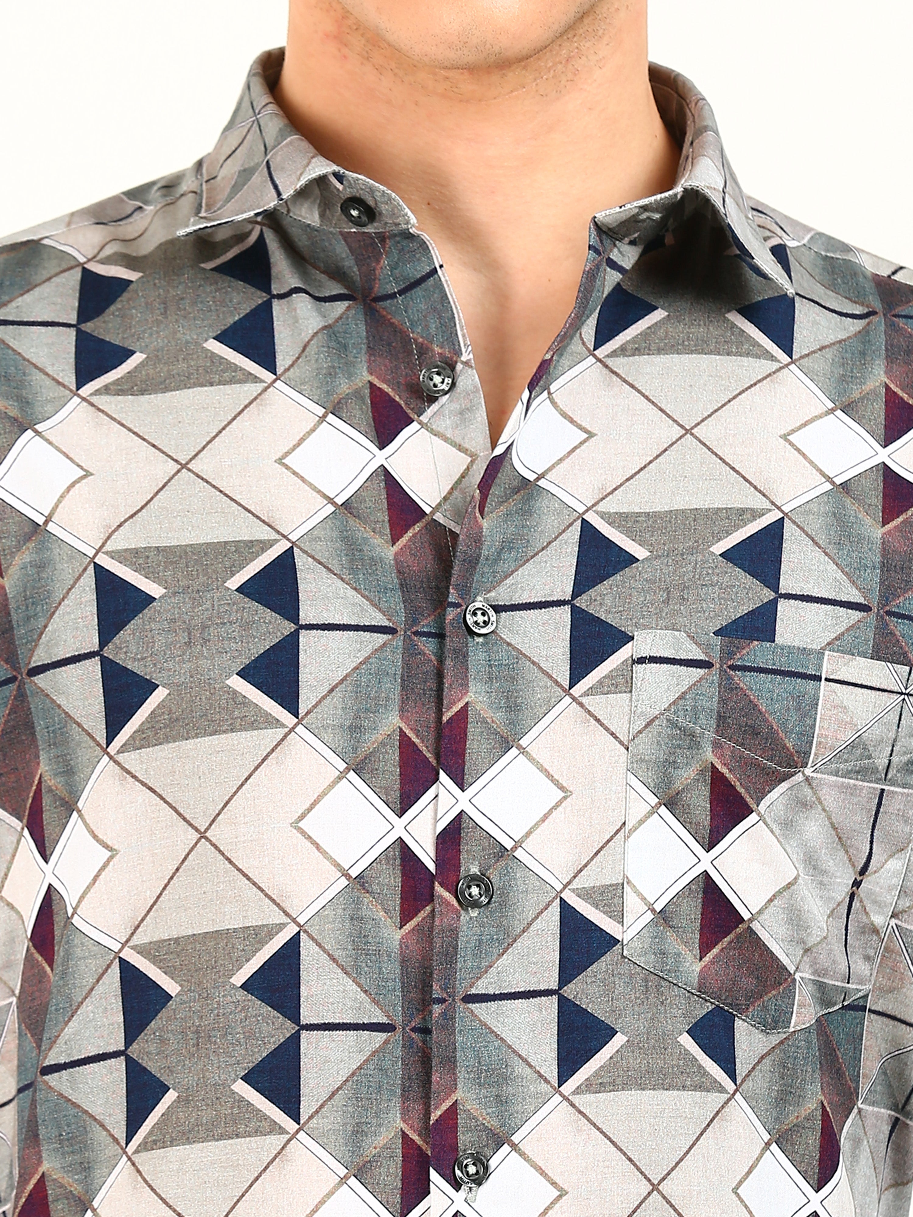 Brown Kaleidoscope Print Pattern Shirt