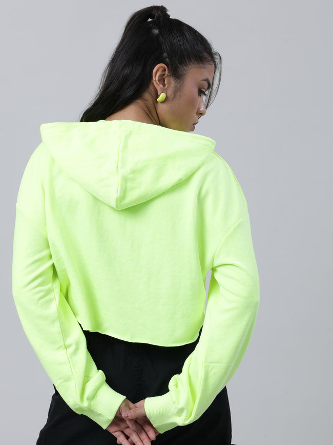 Women Boxy Crop Hoodie Top