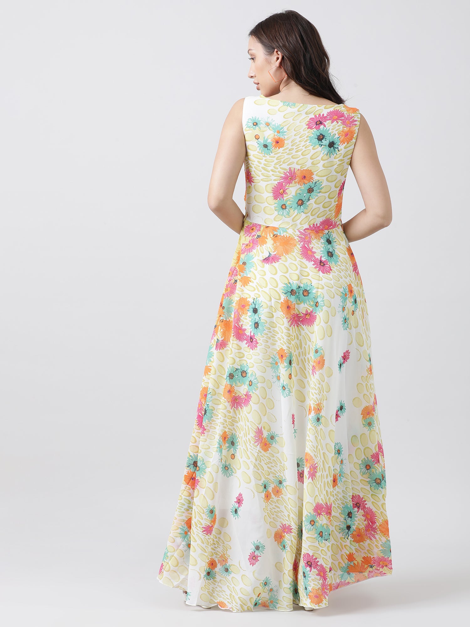 Women Relaxed Fit Yellow Floral Print Maxi Dress