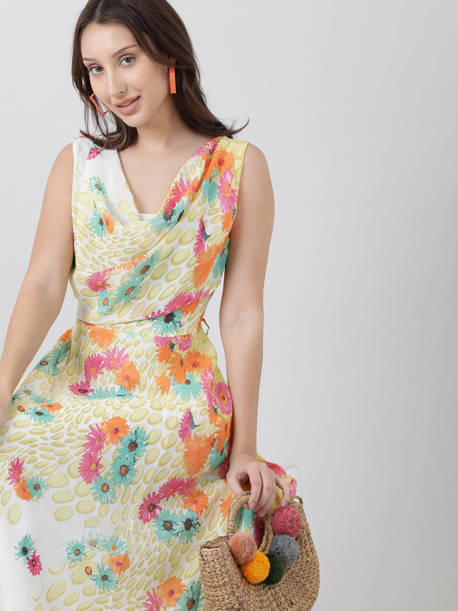 Women Relaxed Fit Yellow Floral Print Maxi Dress