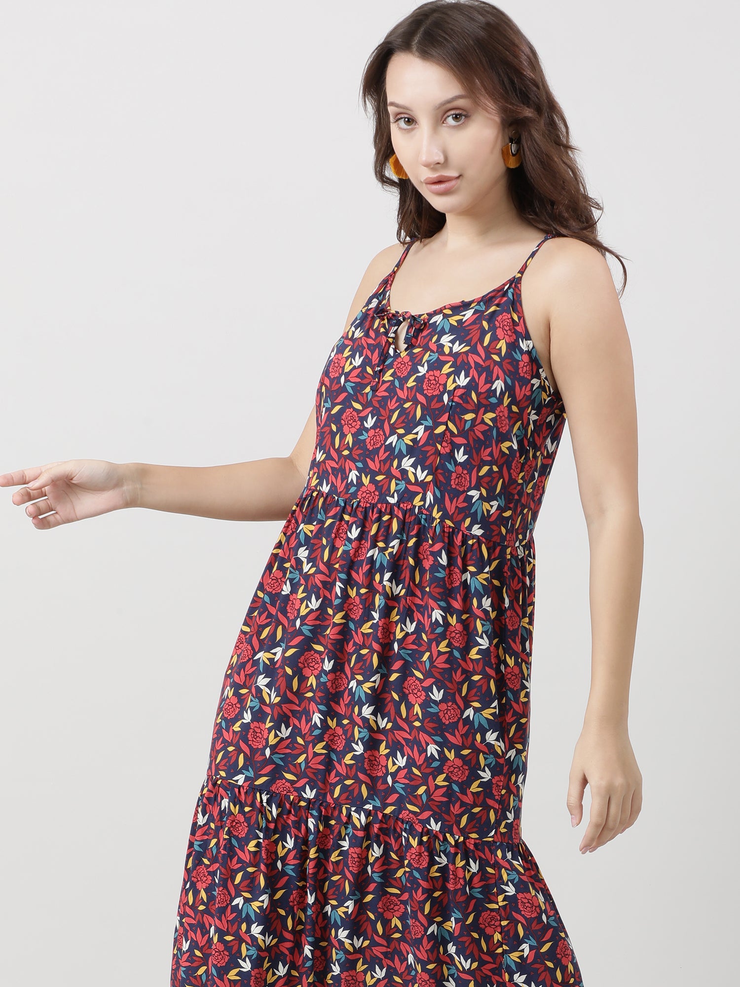 Women Regular Fit Printed Maroon A Line Dress