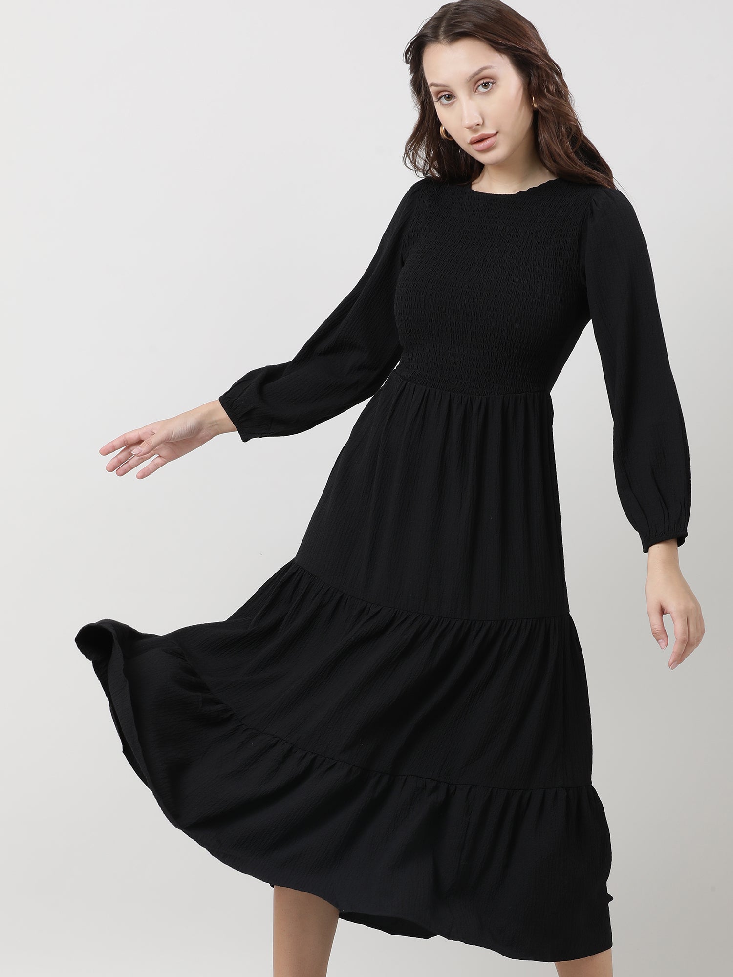 Women Regular Fit Black A Line Dress