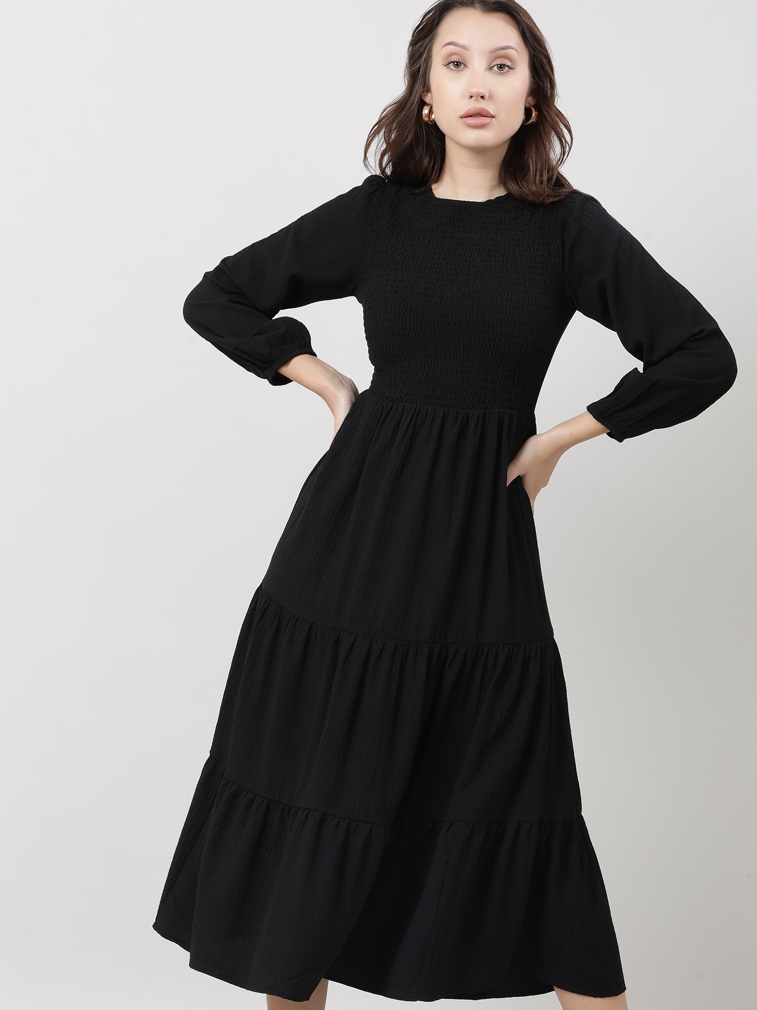 Women Regular Fit Black A Line Dress