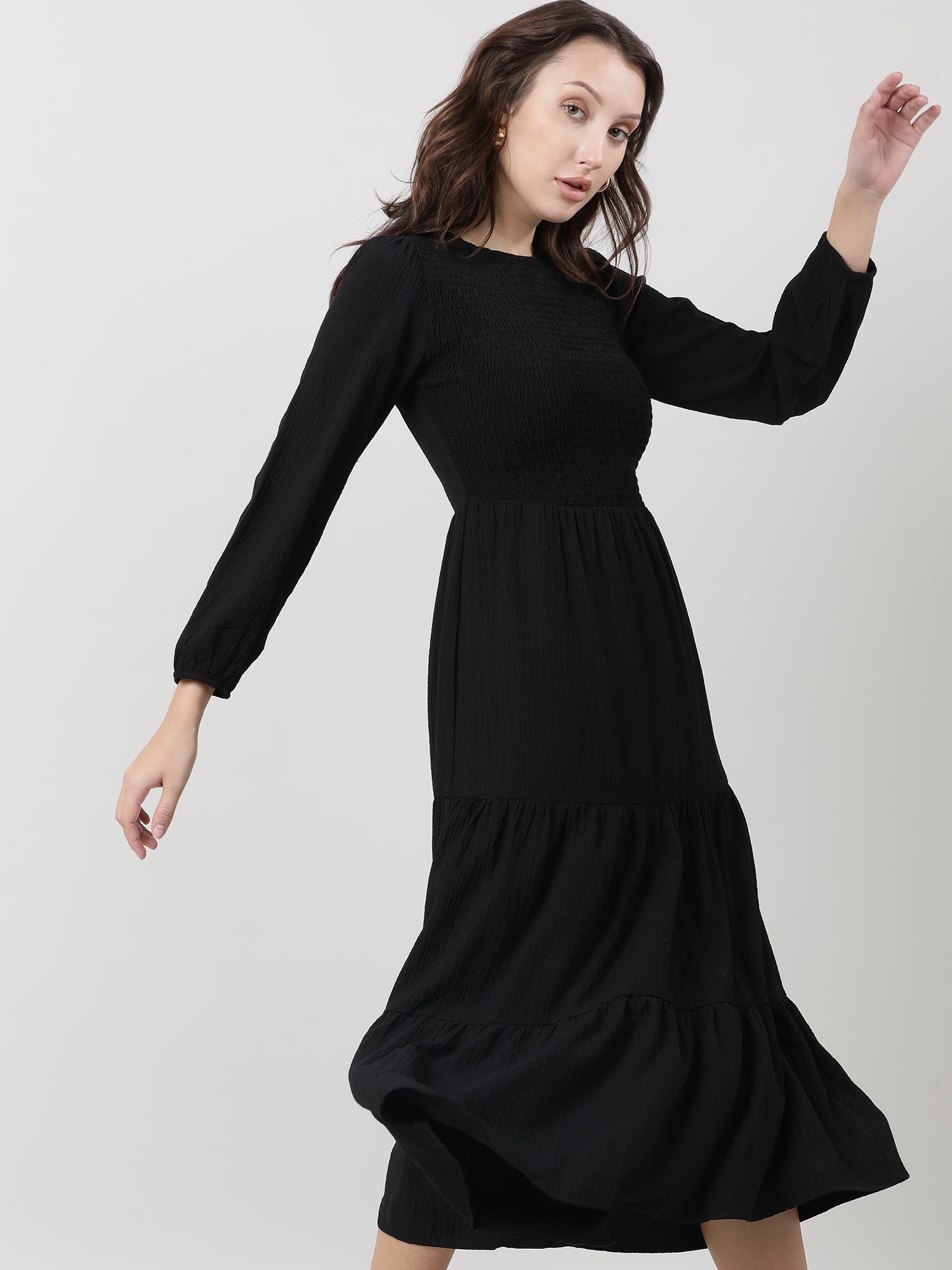 Women Regular Fit Black A Line Dress