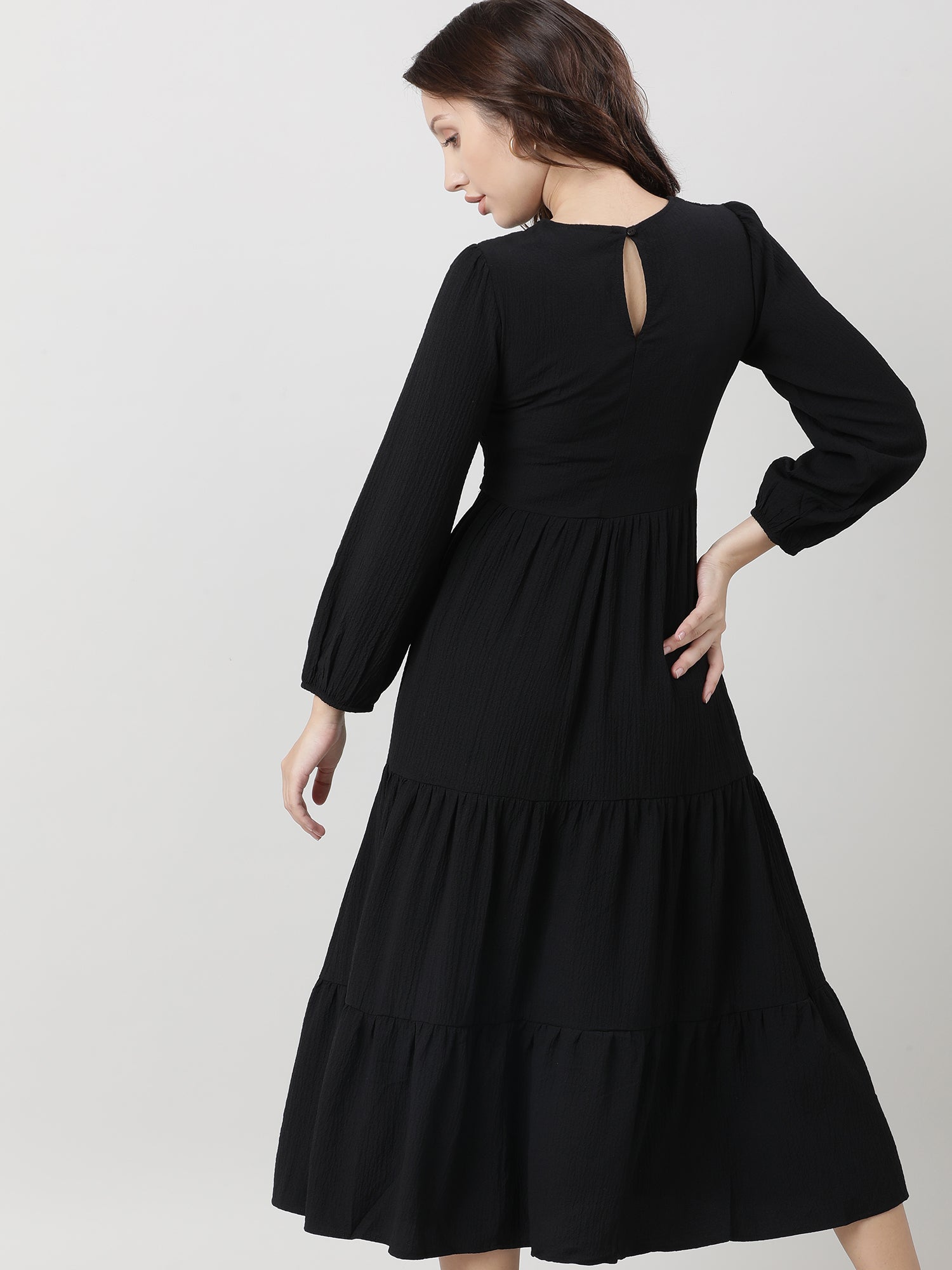 Women Regular Fit Black A Line Dress