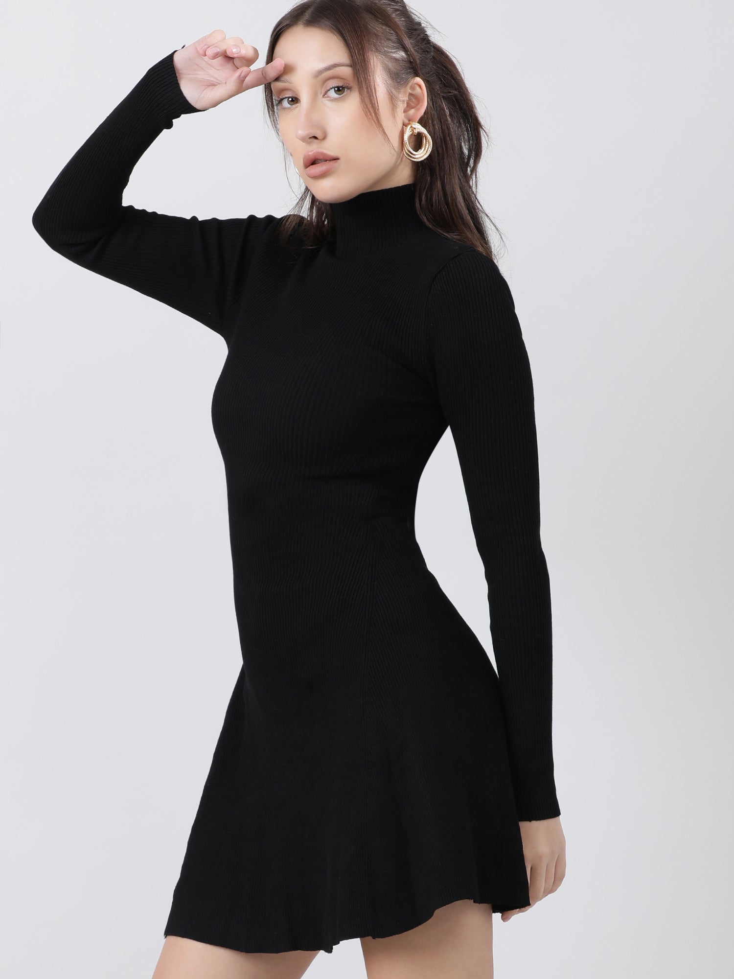 Women Slim Fit Cut Out Black Bodycon Dress