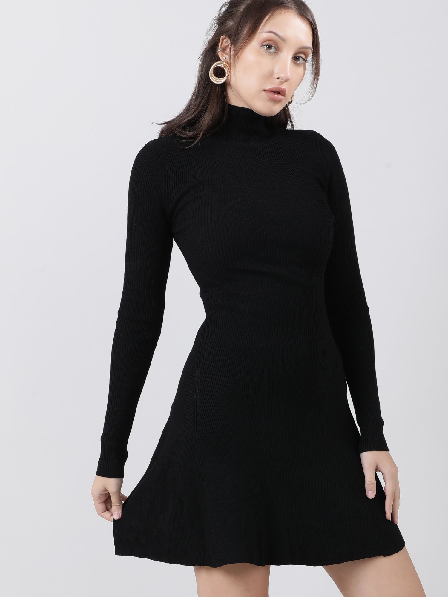 Women Slim Fit Cut Out Black Bodycon Dress