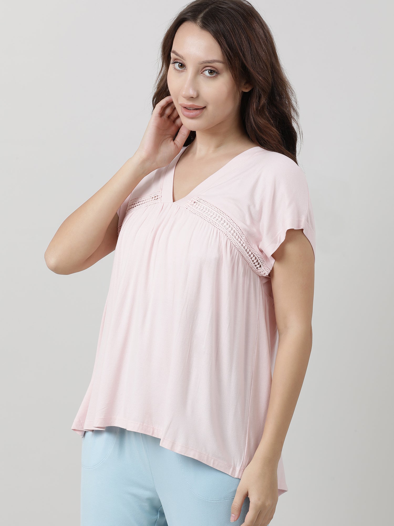 Women Pink Short Sleeves T shirt