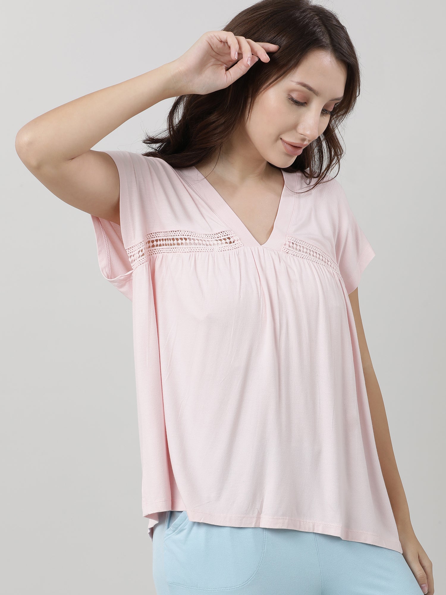 Women Pink Short Sleeves T shirt