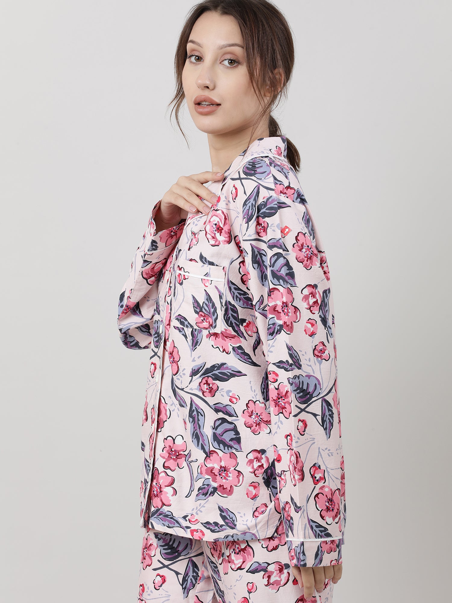 Women Floral Sleepwear Shirt