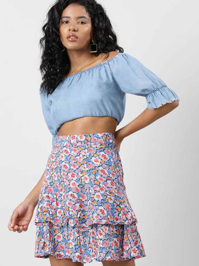 Women Blooms In Style Layered Floral Skirt