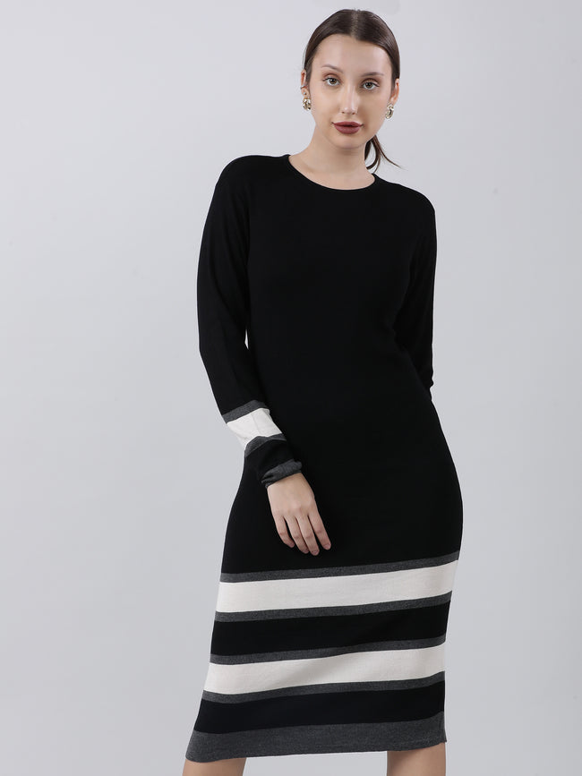 Women Black Bodycon Slim Fit Midi Dress