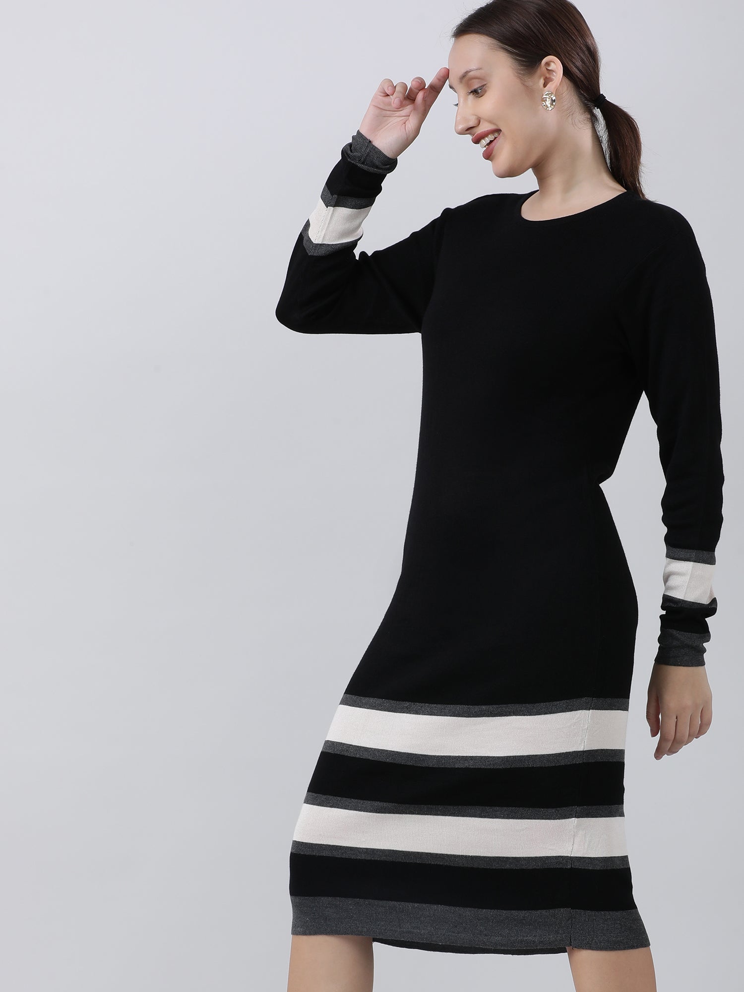 Black Bodycon Slim Fit Midi Dress