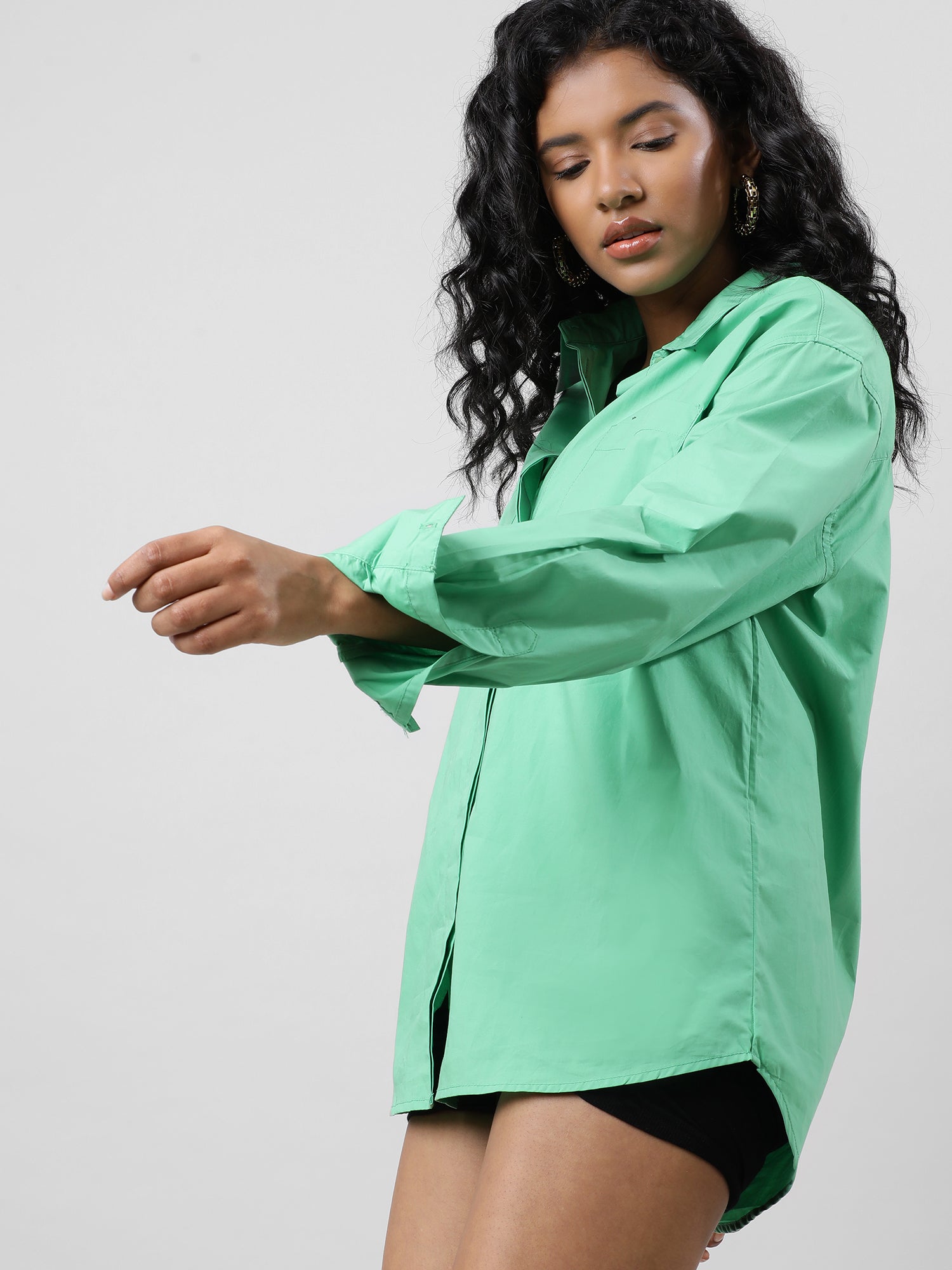 Button Up Versatile Green Shirt