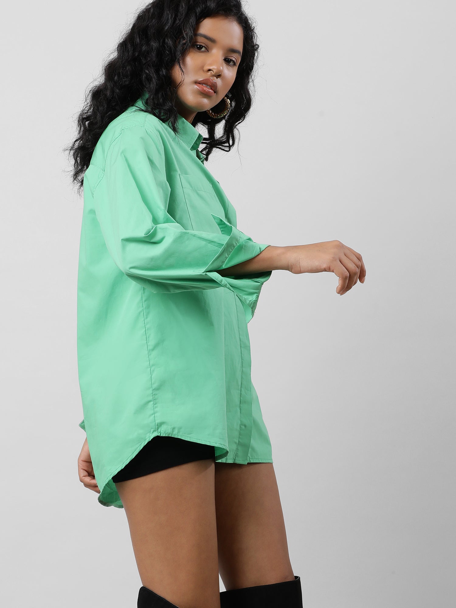 Button Up Versatile Green Shirt