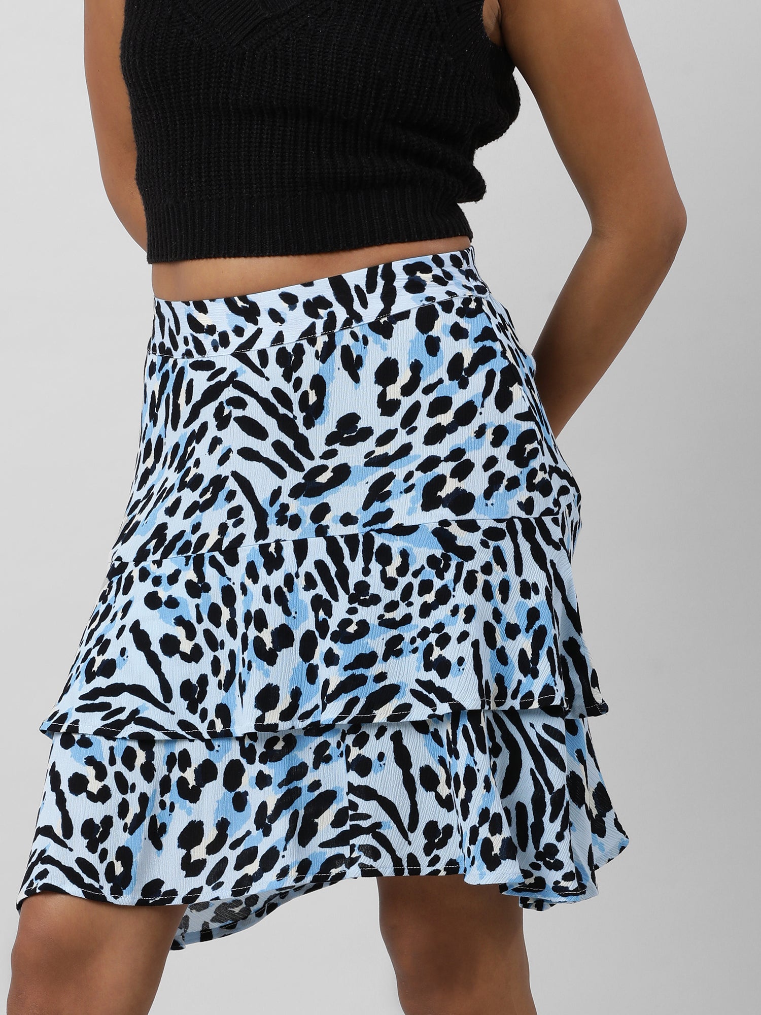 Blooms In Style Layered Blue Skirt