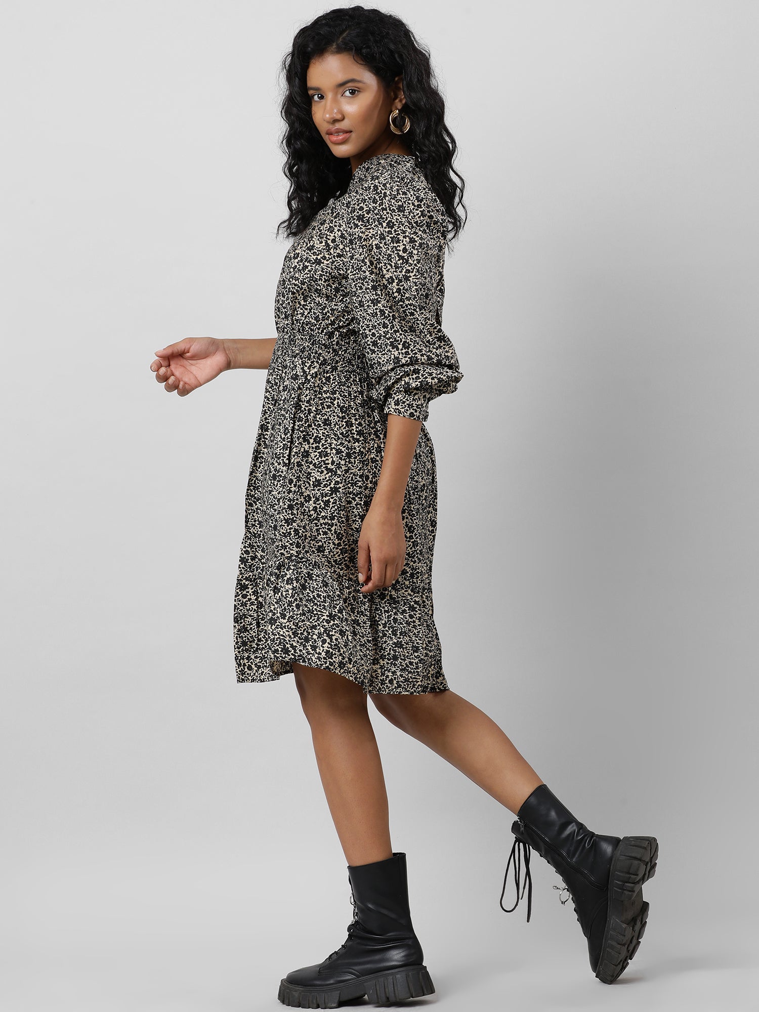 Women Casual Brown Printed Dress