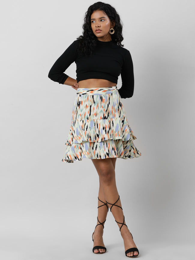 Women Multicolor Abstract Printed Skirt