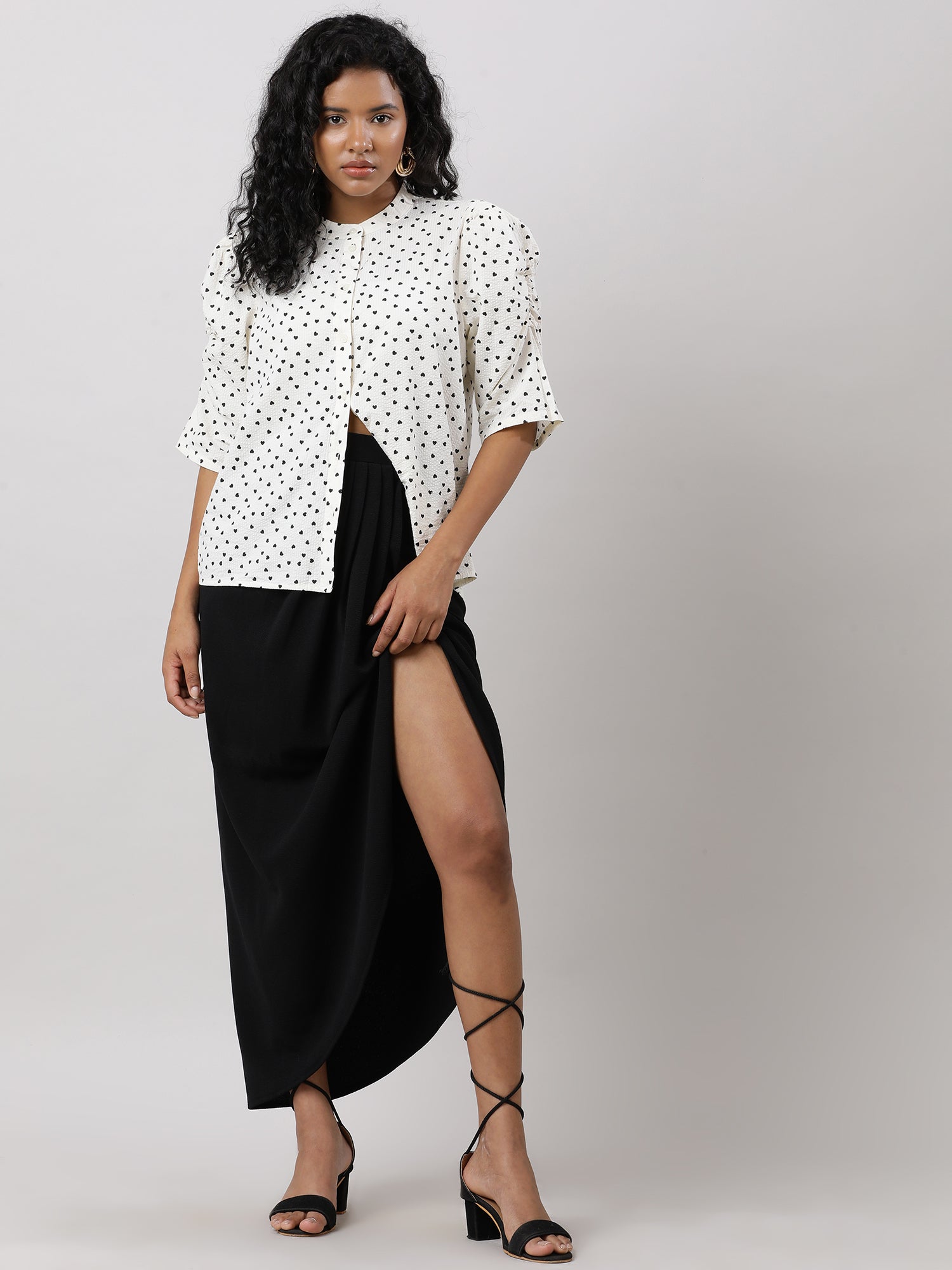 Casual Polka Dot Cream Shirt