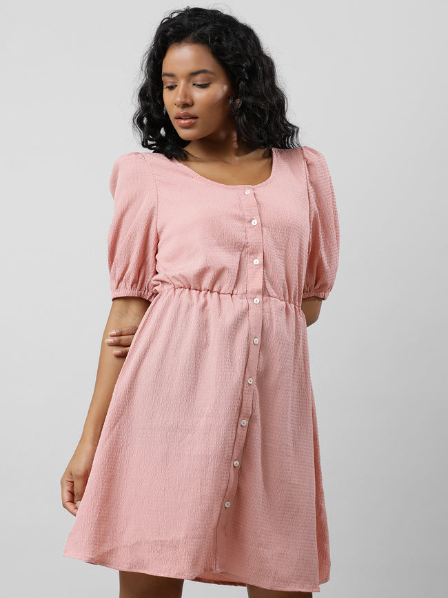 Women Retro Breezy Solid Dress