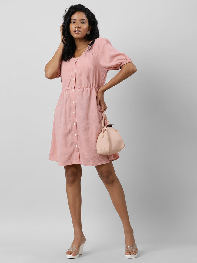 Women Retro Breezy Solid Dress