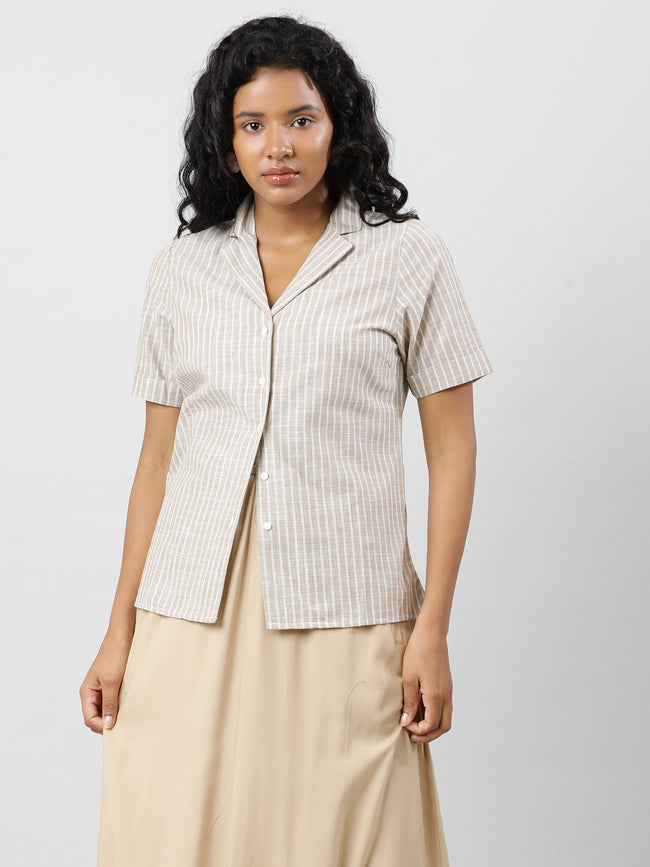 Women Resort Collar Easy Casual Shirt