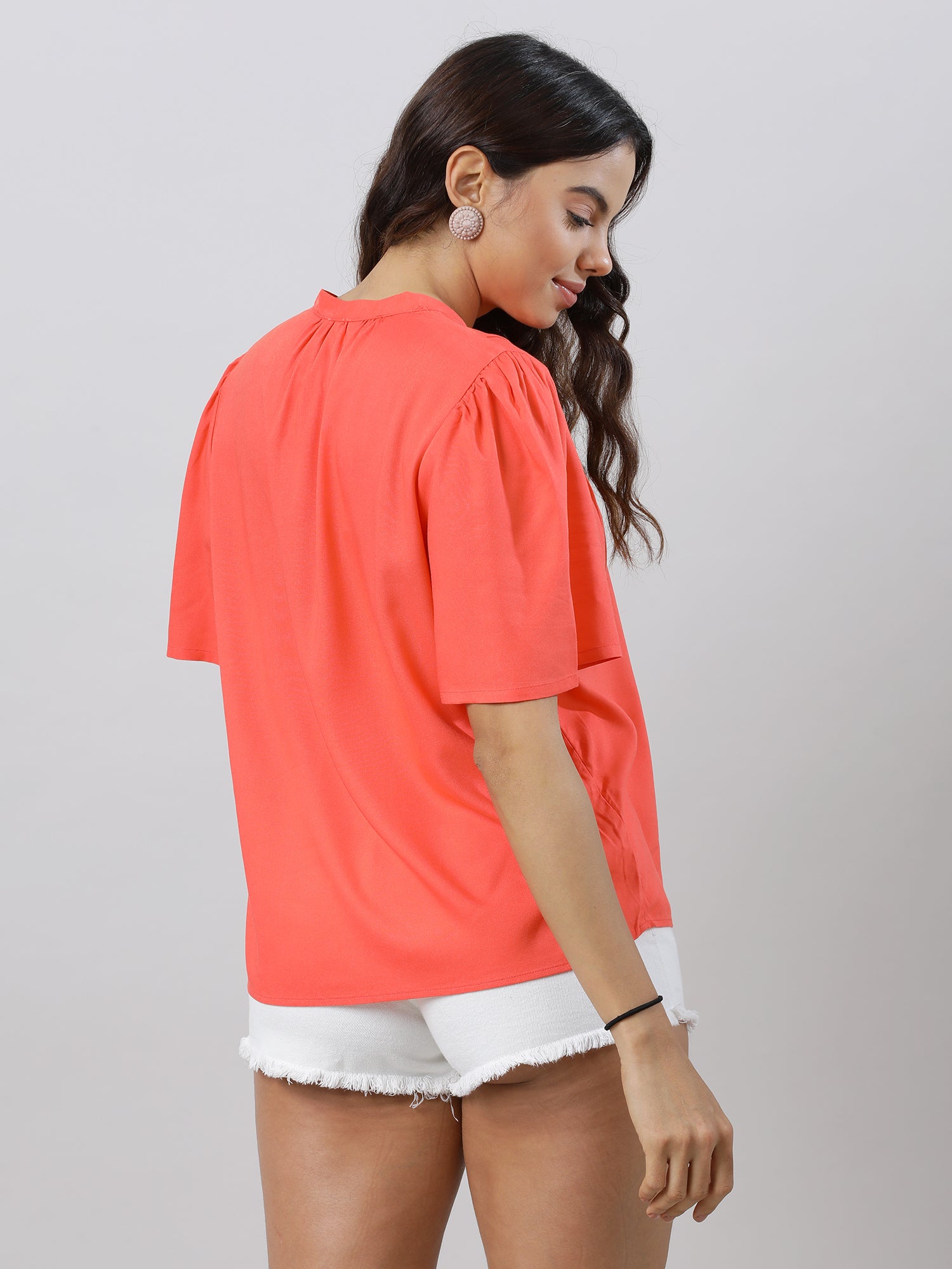 Casual Orange Button Down Top