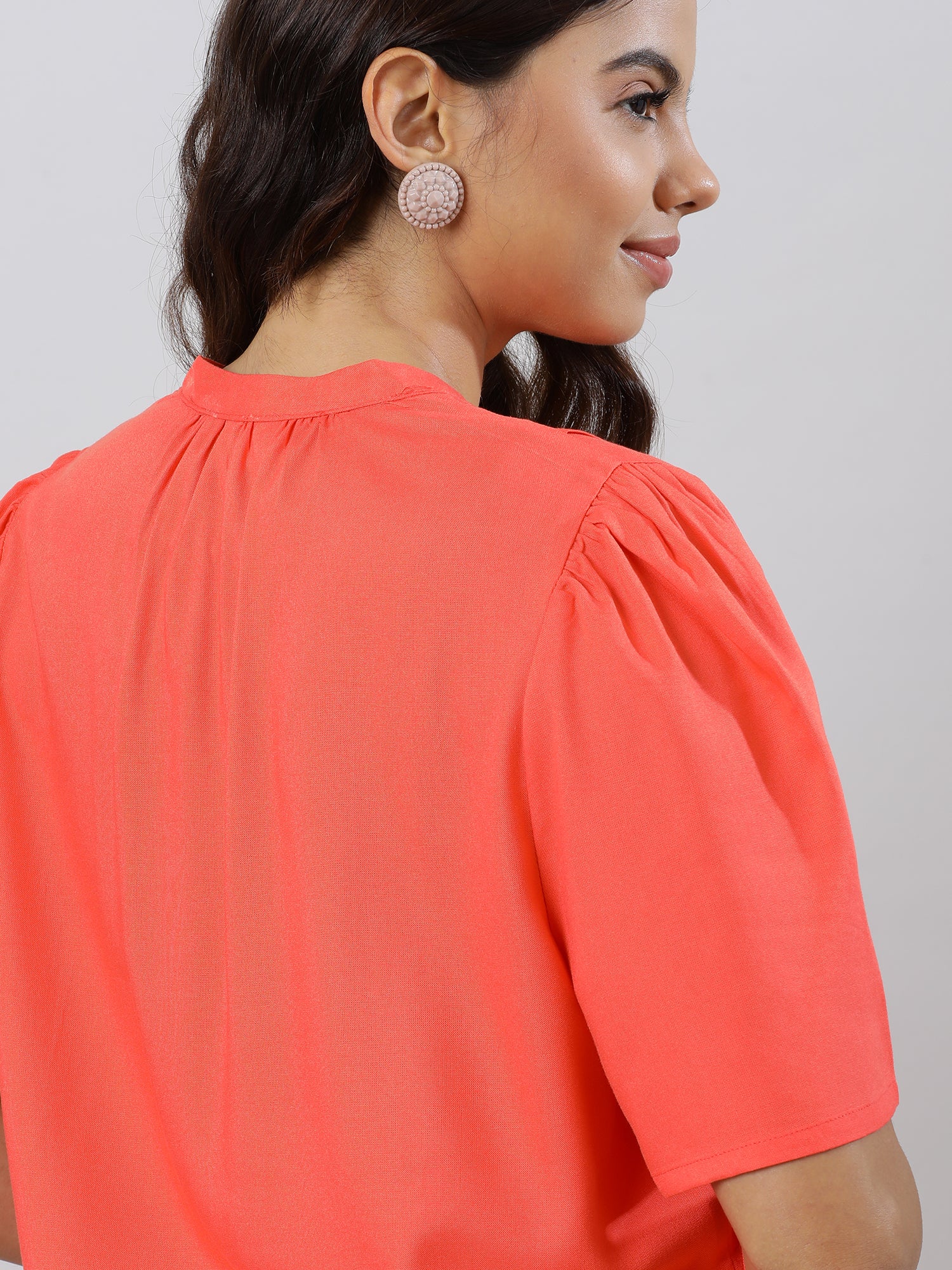 Casual Orange Button Down Top