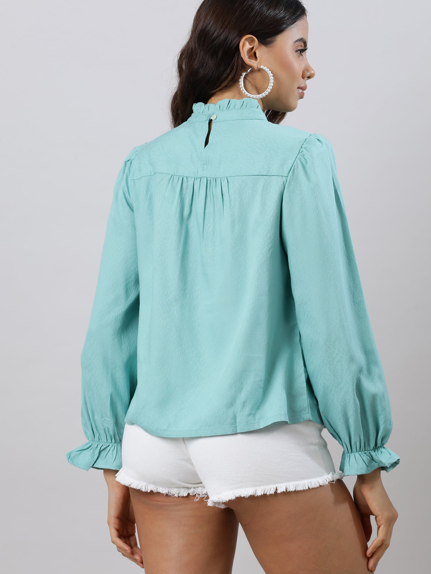 Glam Flare Aqua Sleeve Top