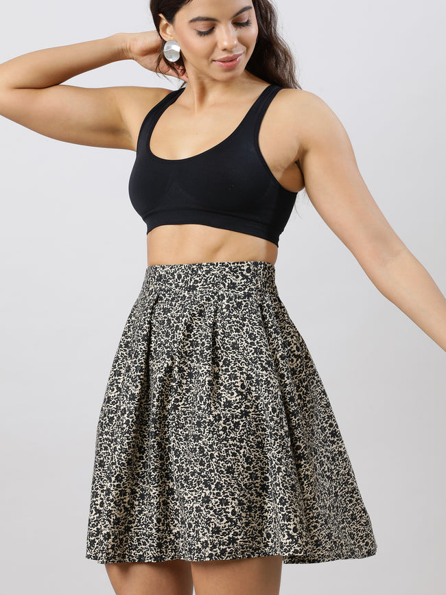 Party on Printed Brown Skirt