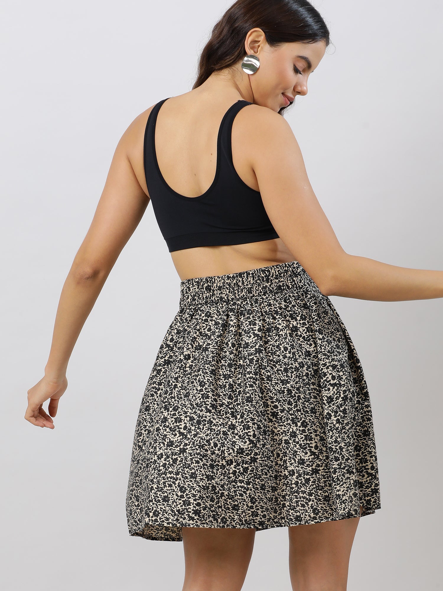 Party on Printed Brown Skirt
