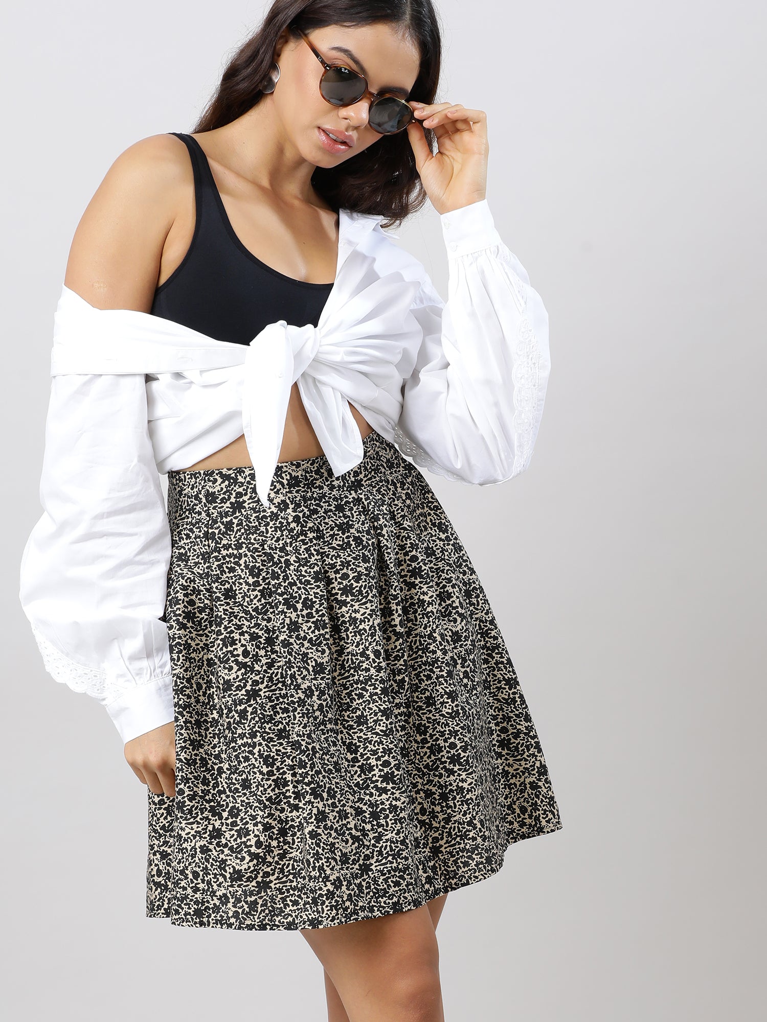 Party on Printed Brown Skirt