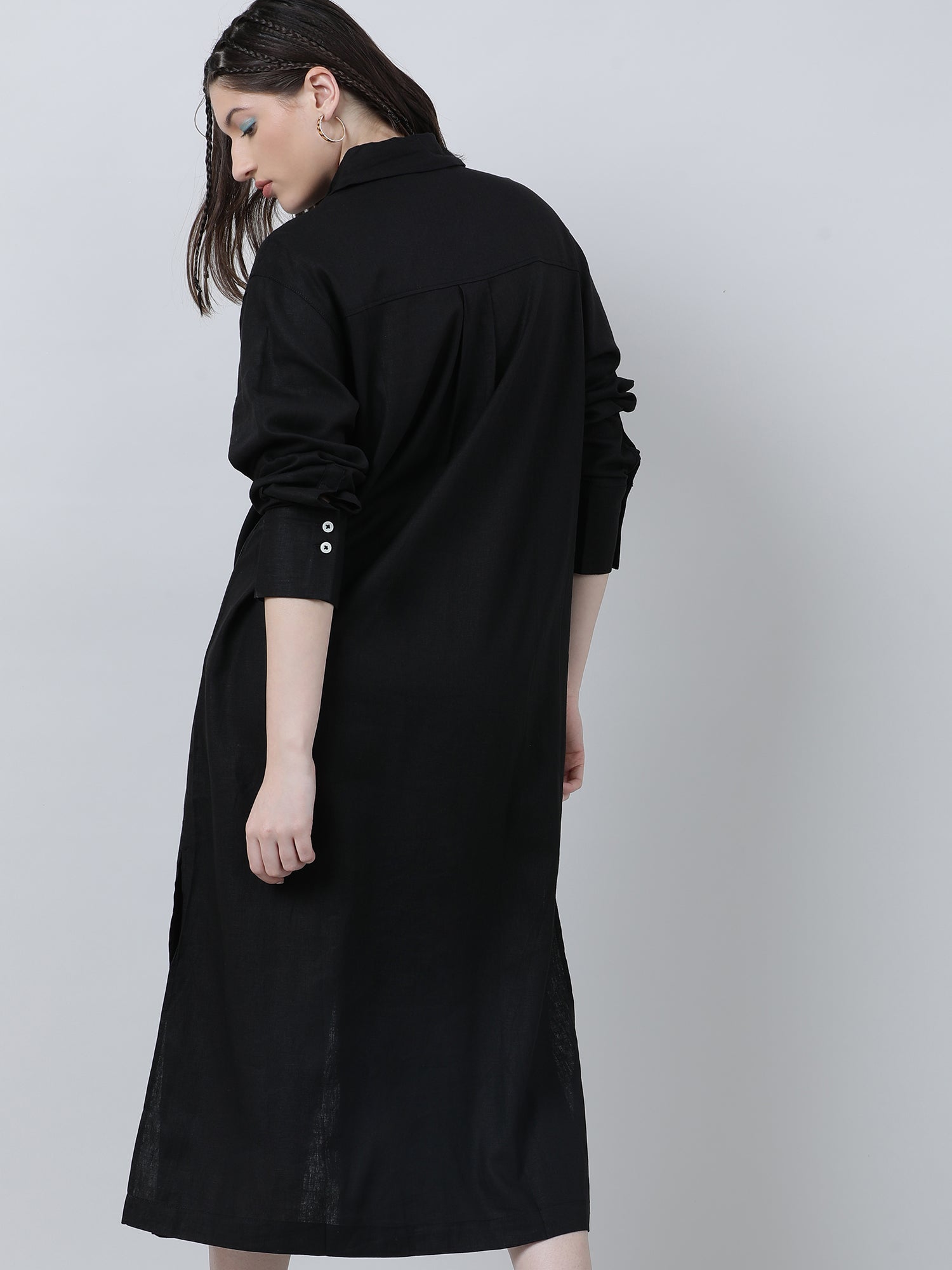 Women Black Oversized Shirt Dress – FYVA