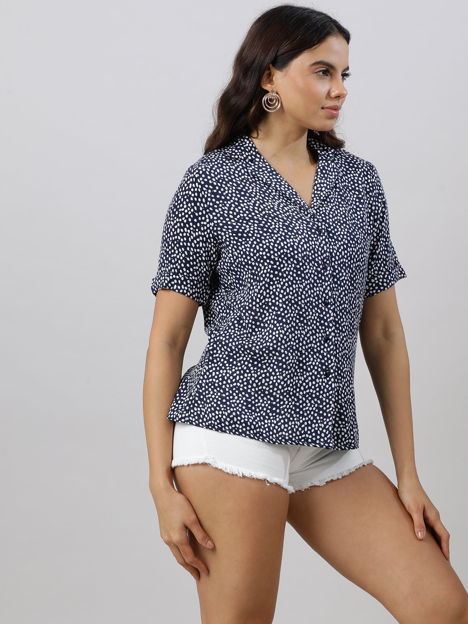 Elegant Navy Printed Shirt