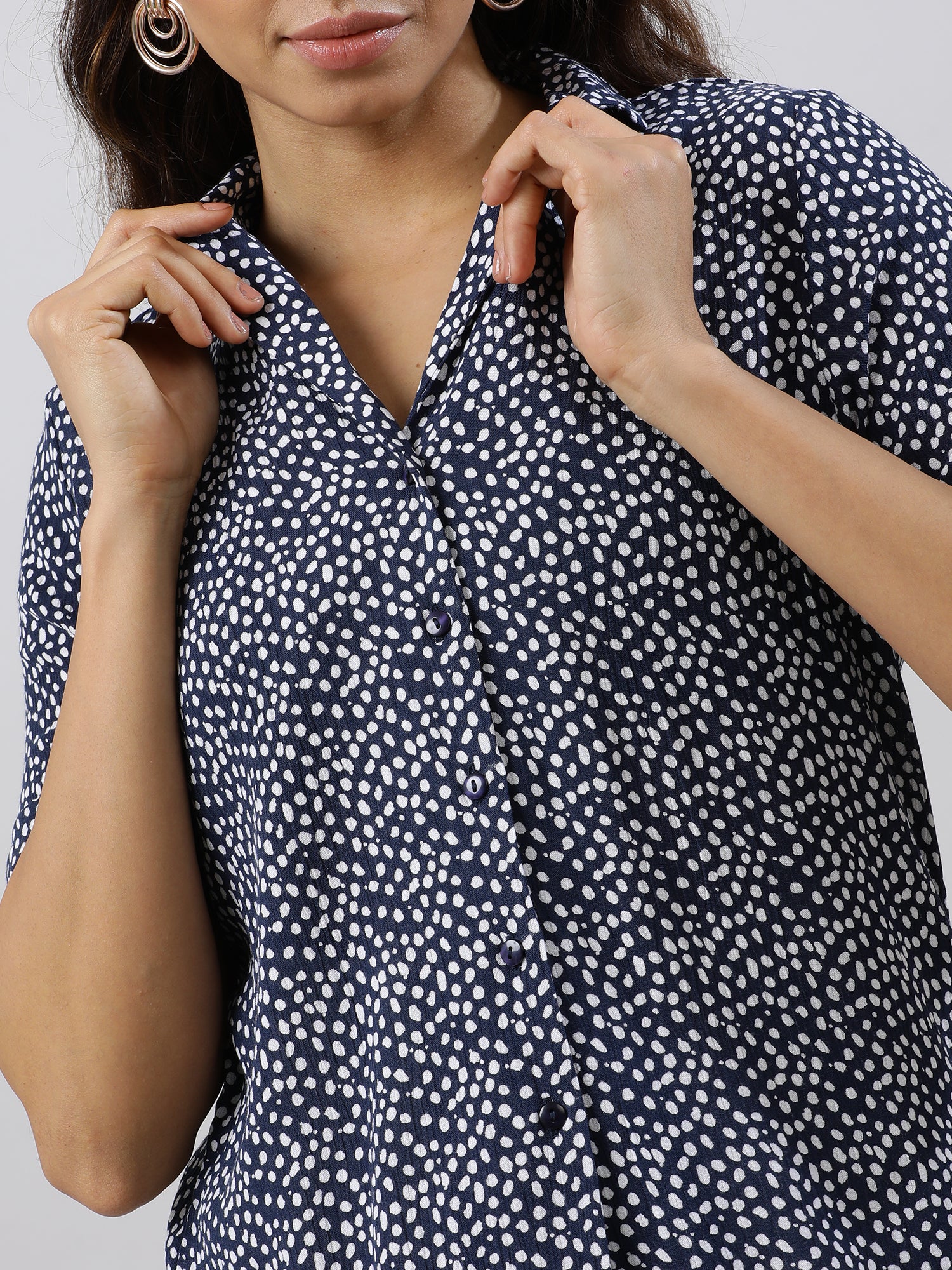 Elegant Navy Printed Shirt