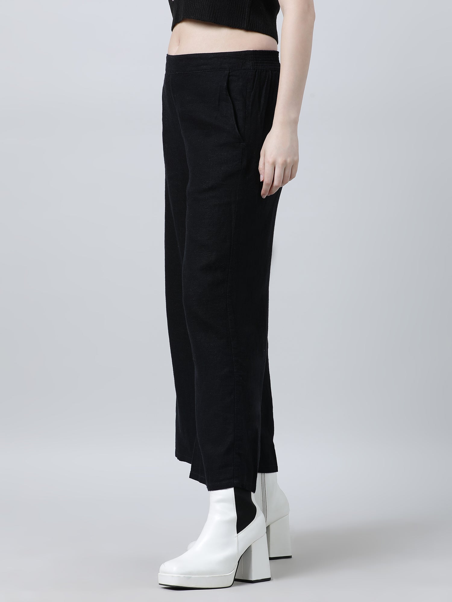 Women Loose Fit Black Pants