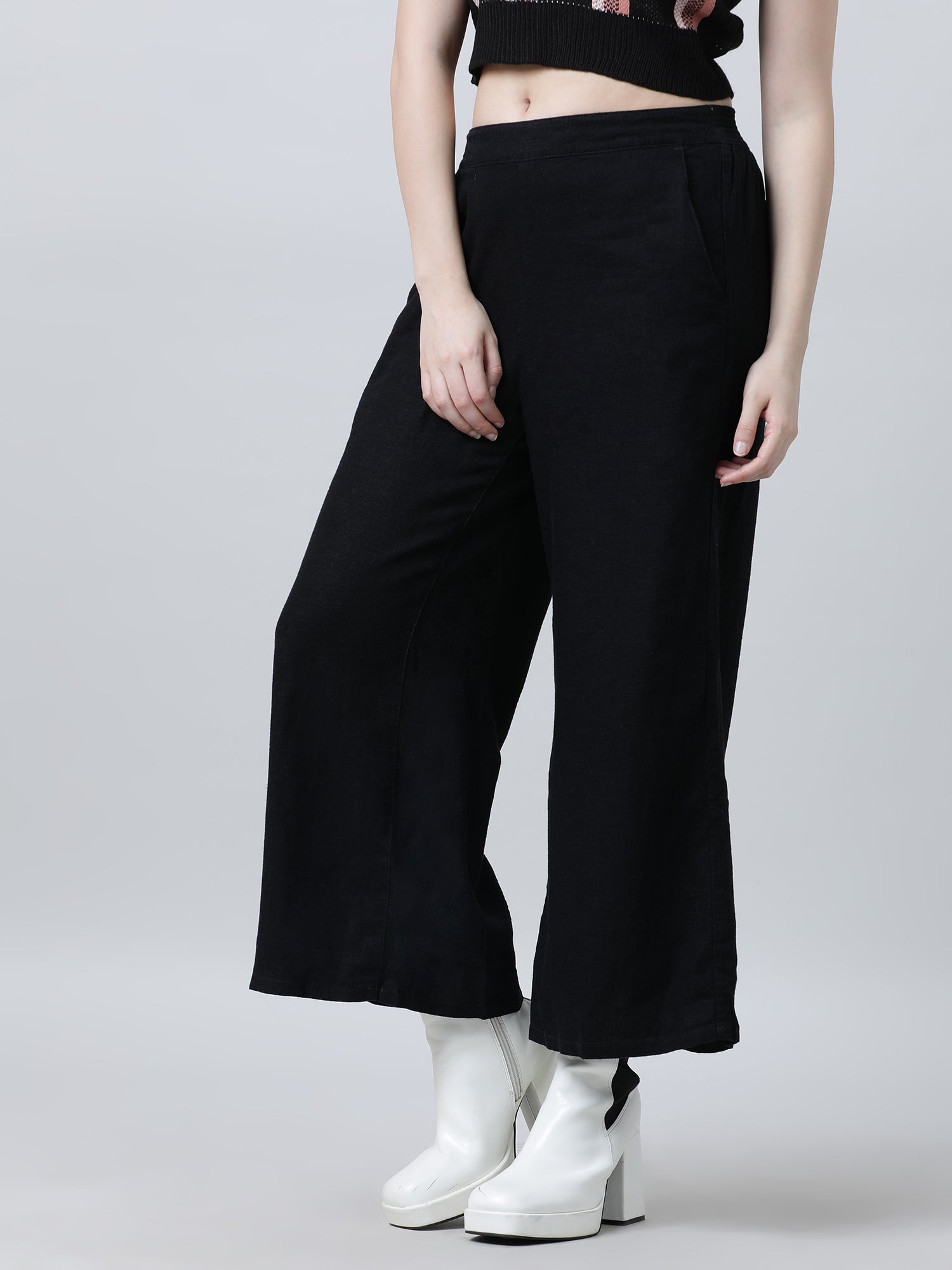 Women Loose Fit Black Pants