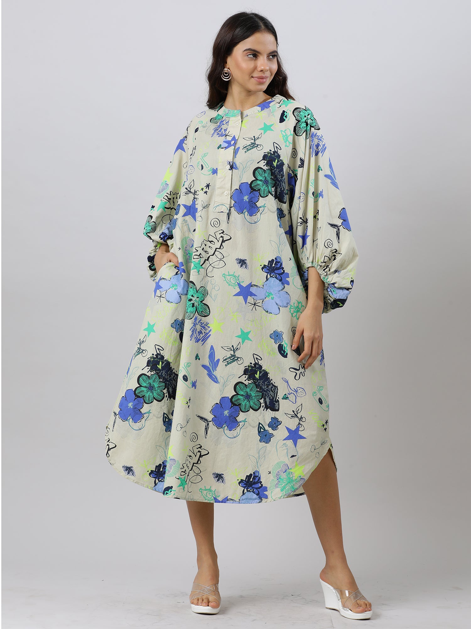 Trendy Floral Cotton Dress