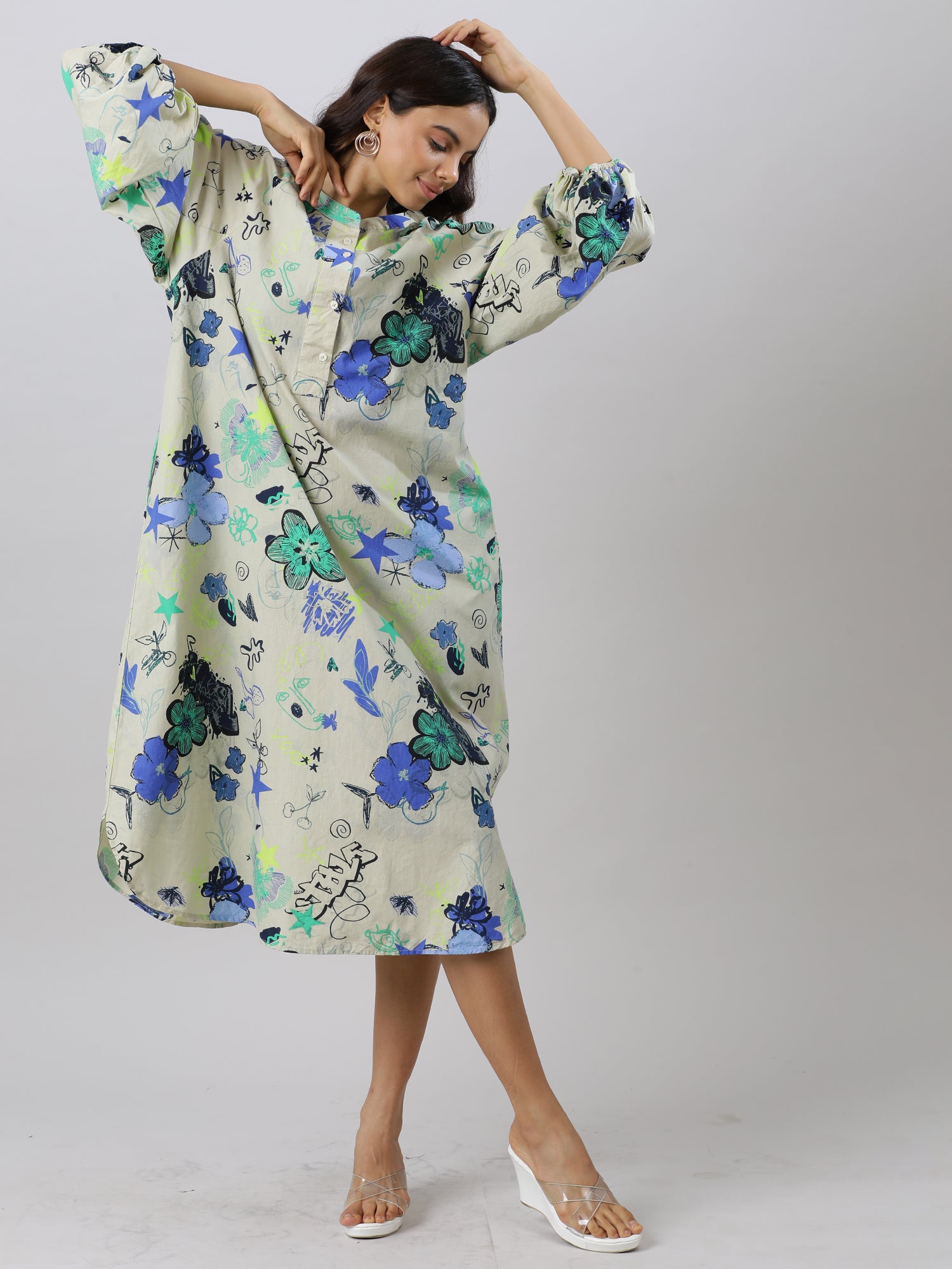 Trendy Floral Cotton Dress