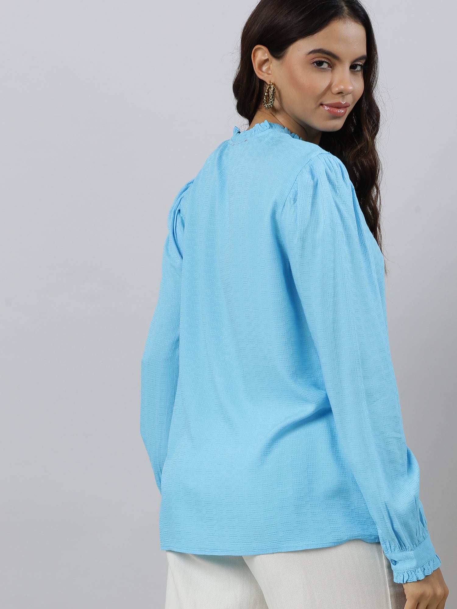 Ruffles Flare Blue Sleeve Top