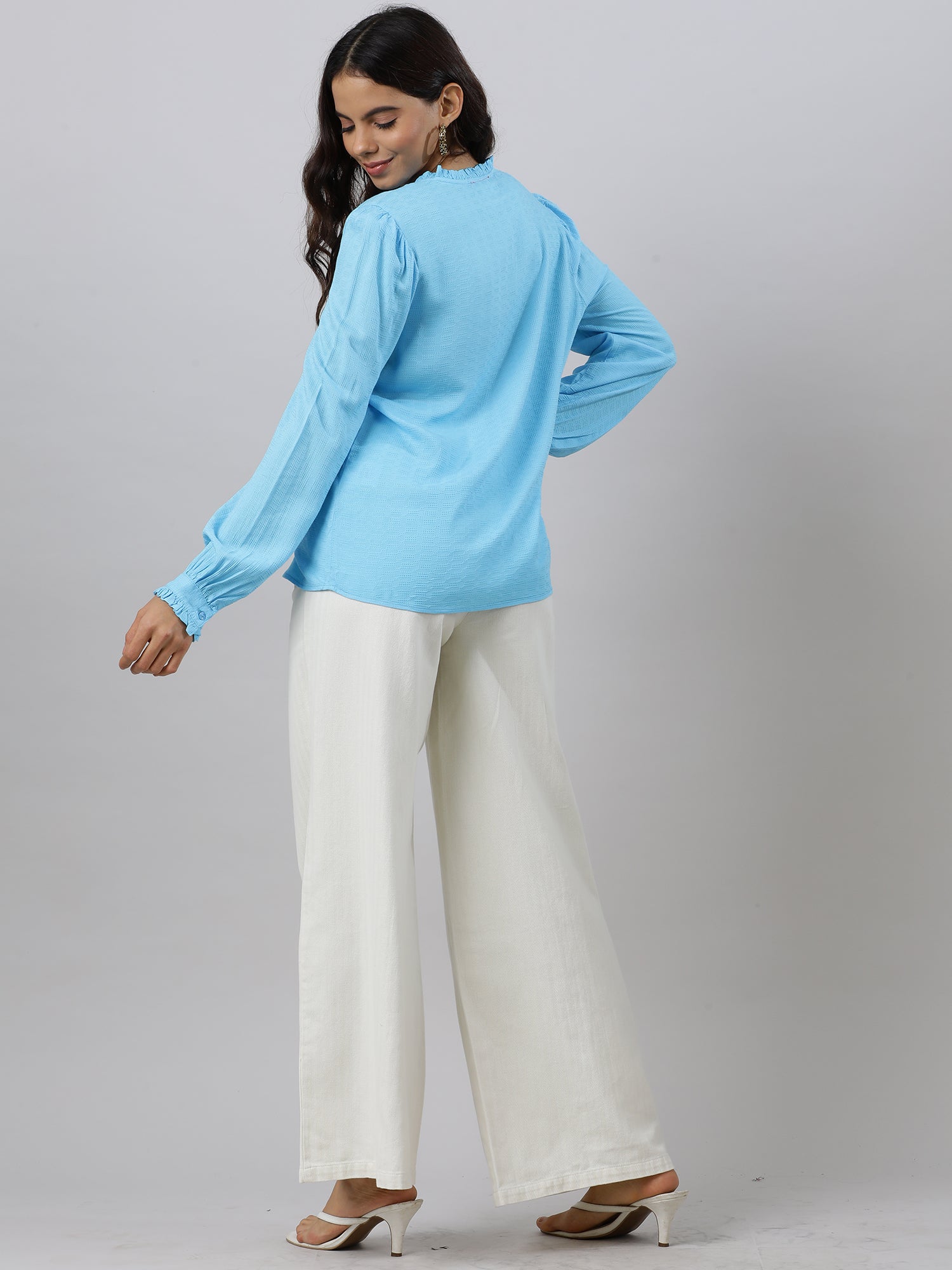 Ruffles Flare Blue Sleeve Top