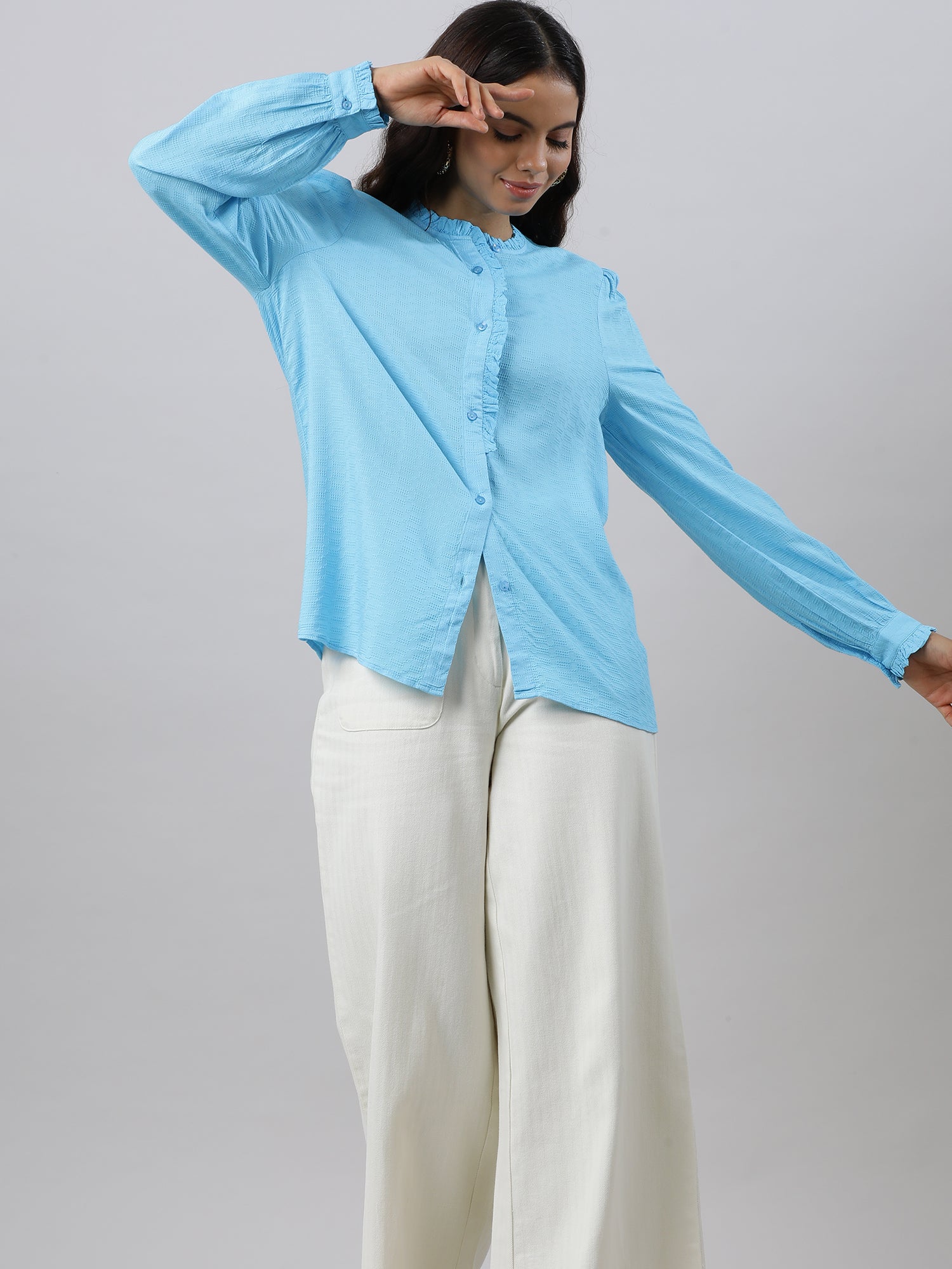 Ruffles Flare Blue Sleeve Top