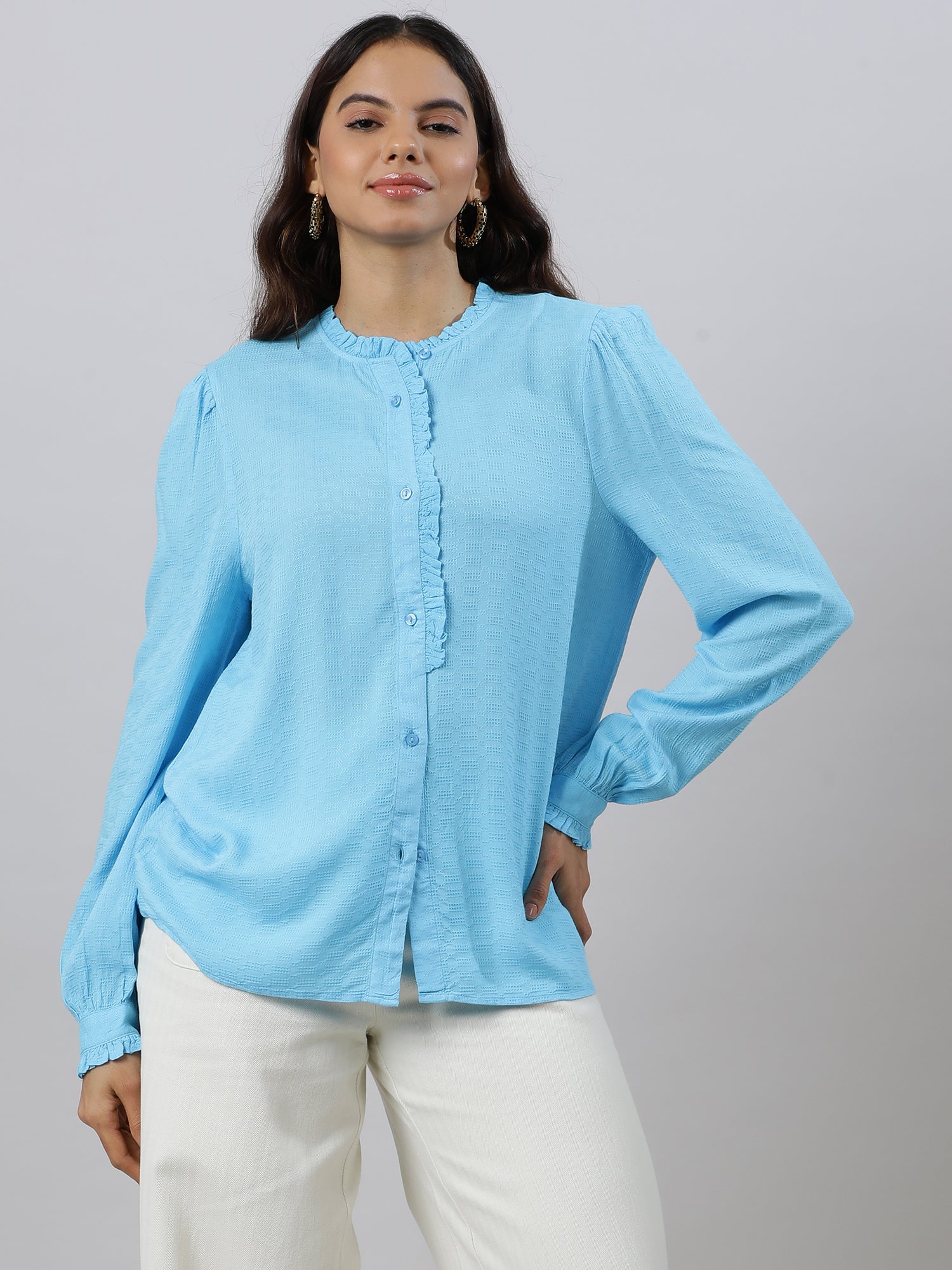 Ruffles Flare Blue Sleeve Top